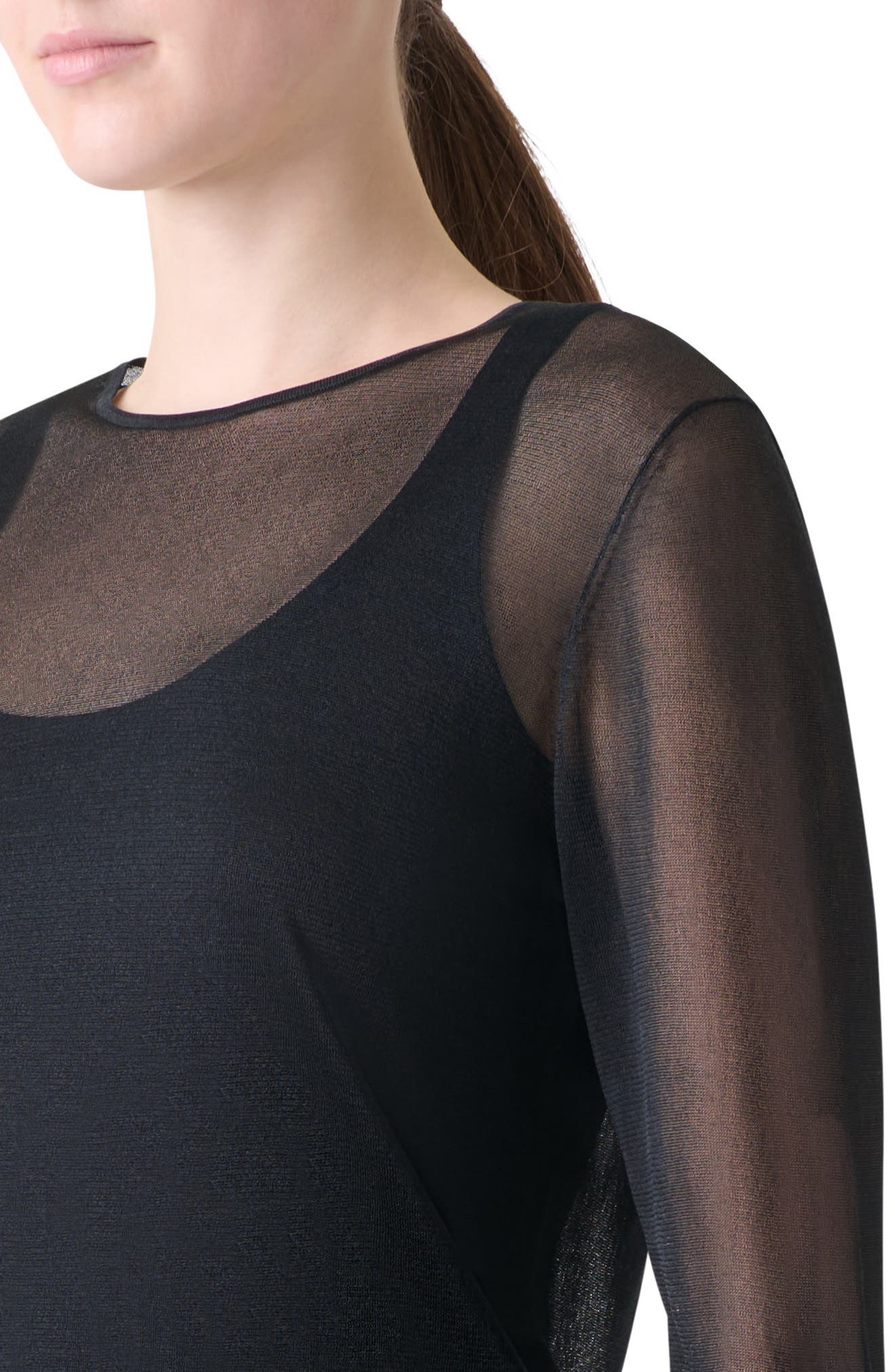 Akris Sheer Overlay Silk Sweater Tank in Black at Nordstrom - 4