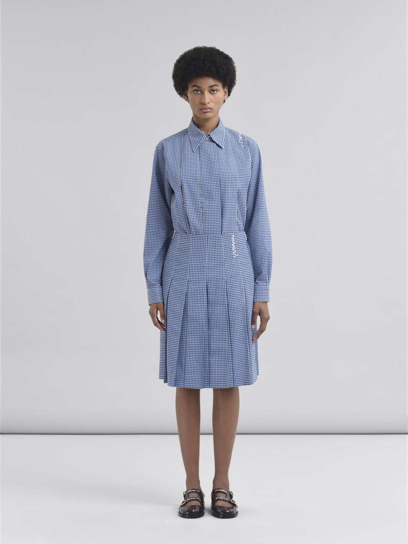 Marni BLUE AND WHITE WOOL BLEND PLEATED SKIRT outlook