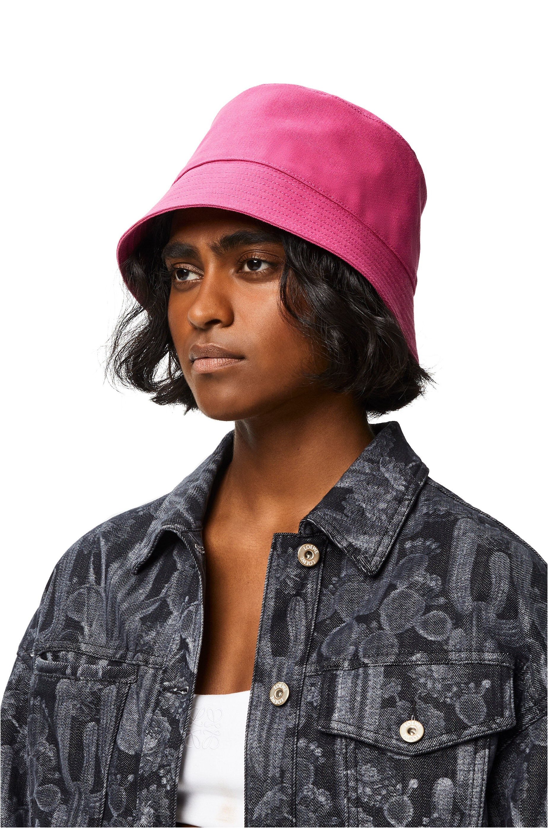 Bucket hat in canvas and calfskin - 3