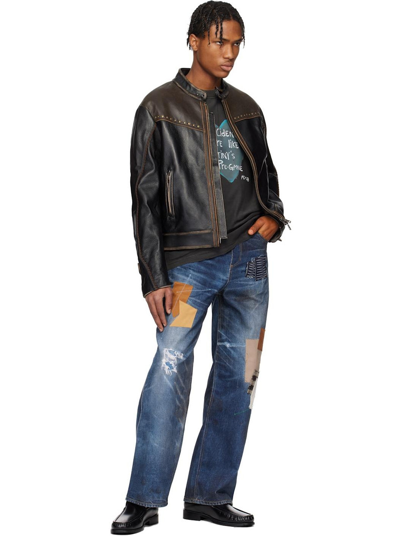 Andersson Bell SSENSE Exclusive Brown & Black Vintage Biker Leather Jacket outlook