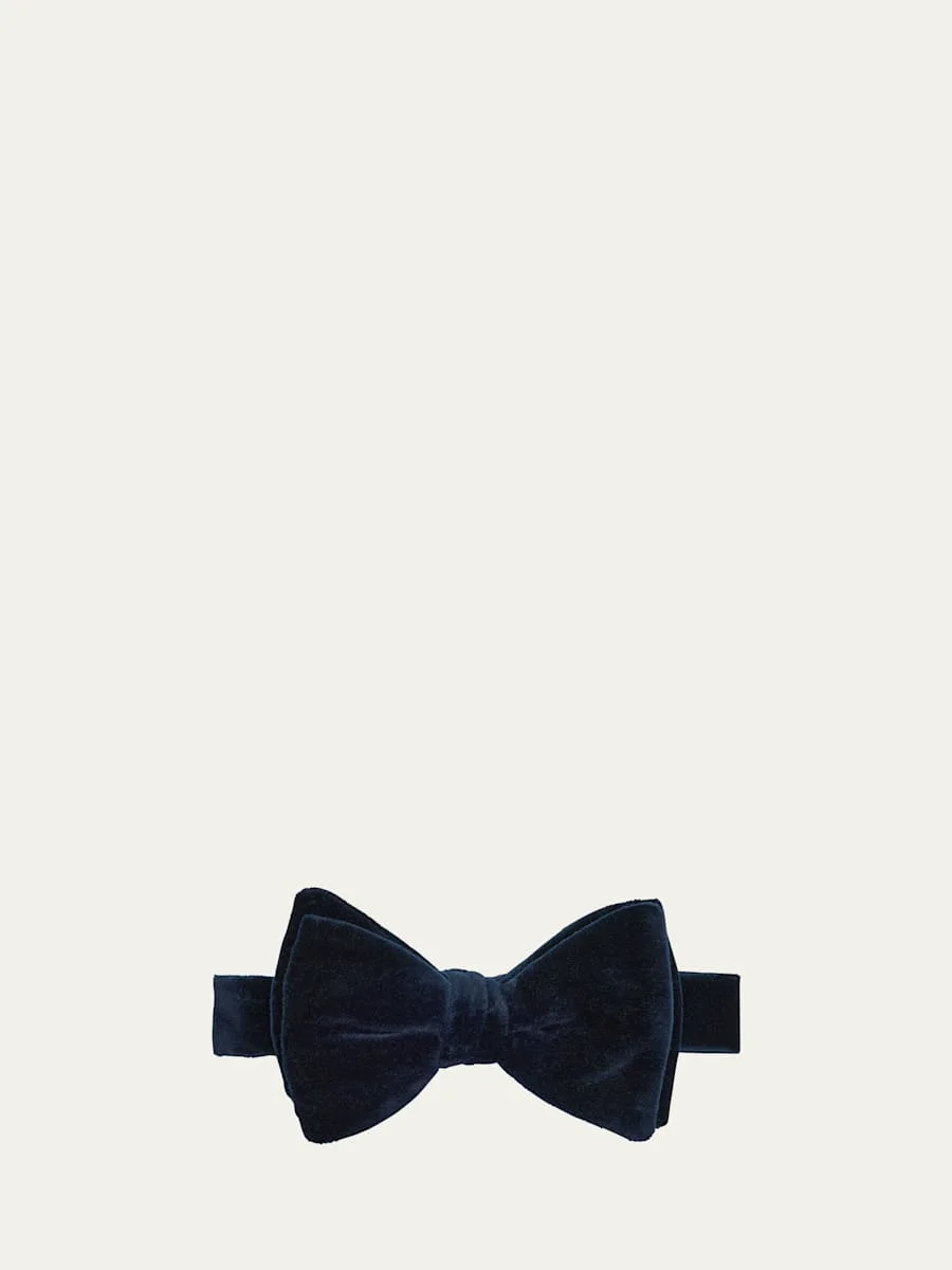 Men's Solid Cotton Bow Tie - 1