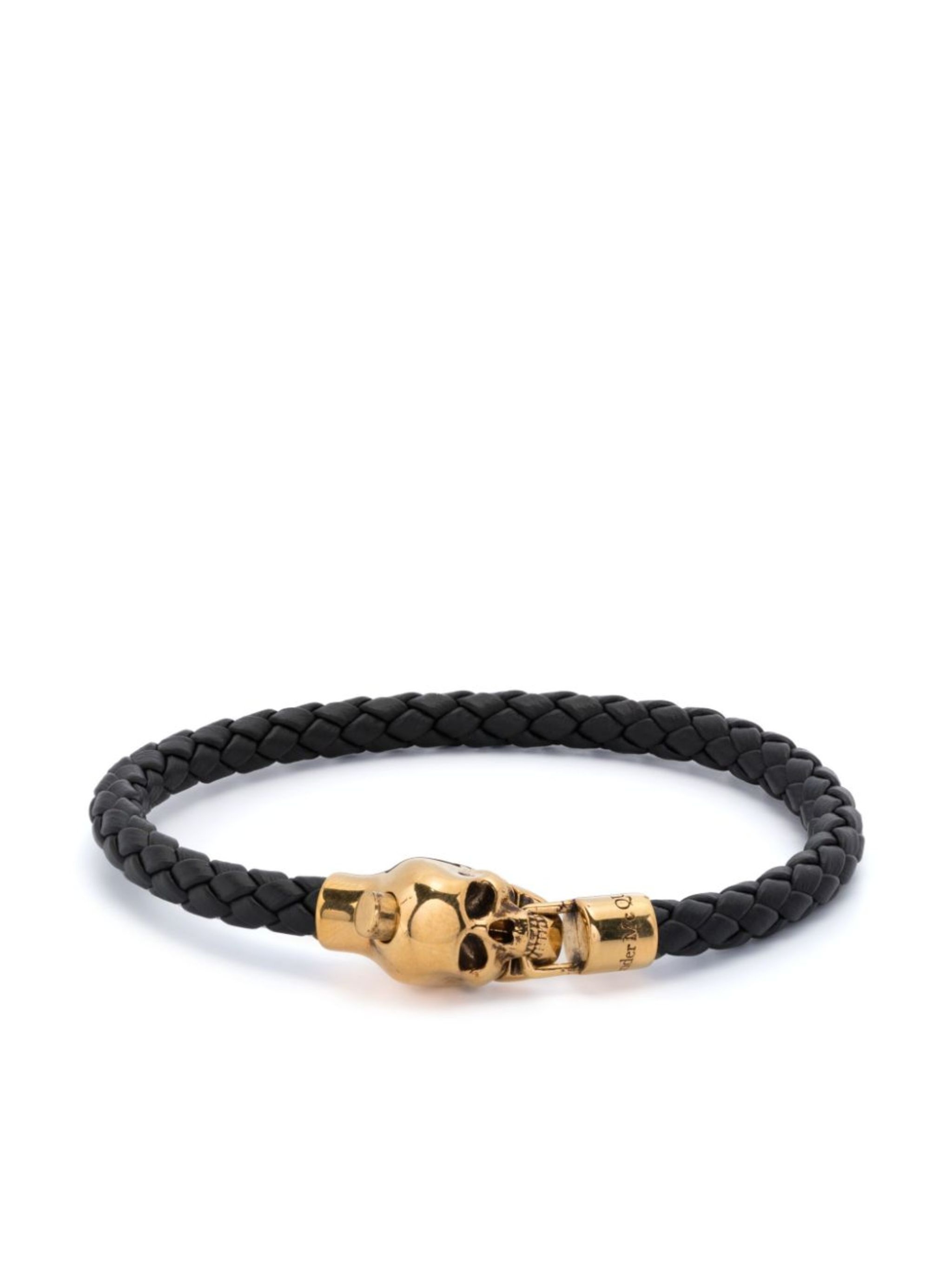 skull braided leather bracelet - 1