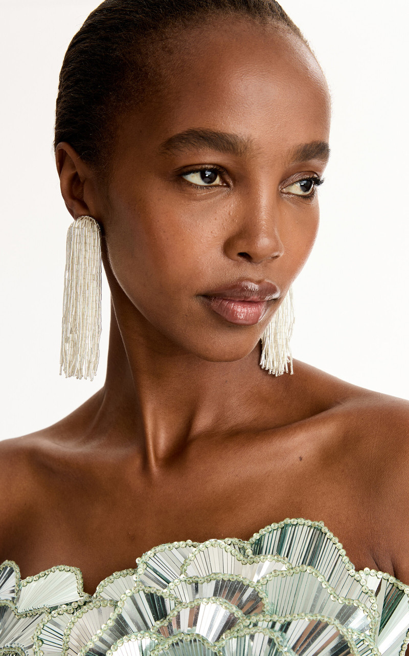 Oscar de la Renta Cascade Tassel Drop Earrings silver outlook