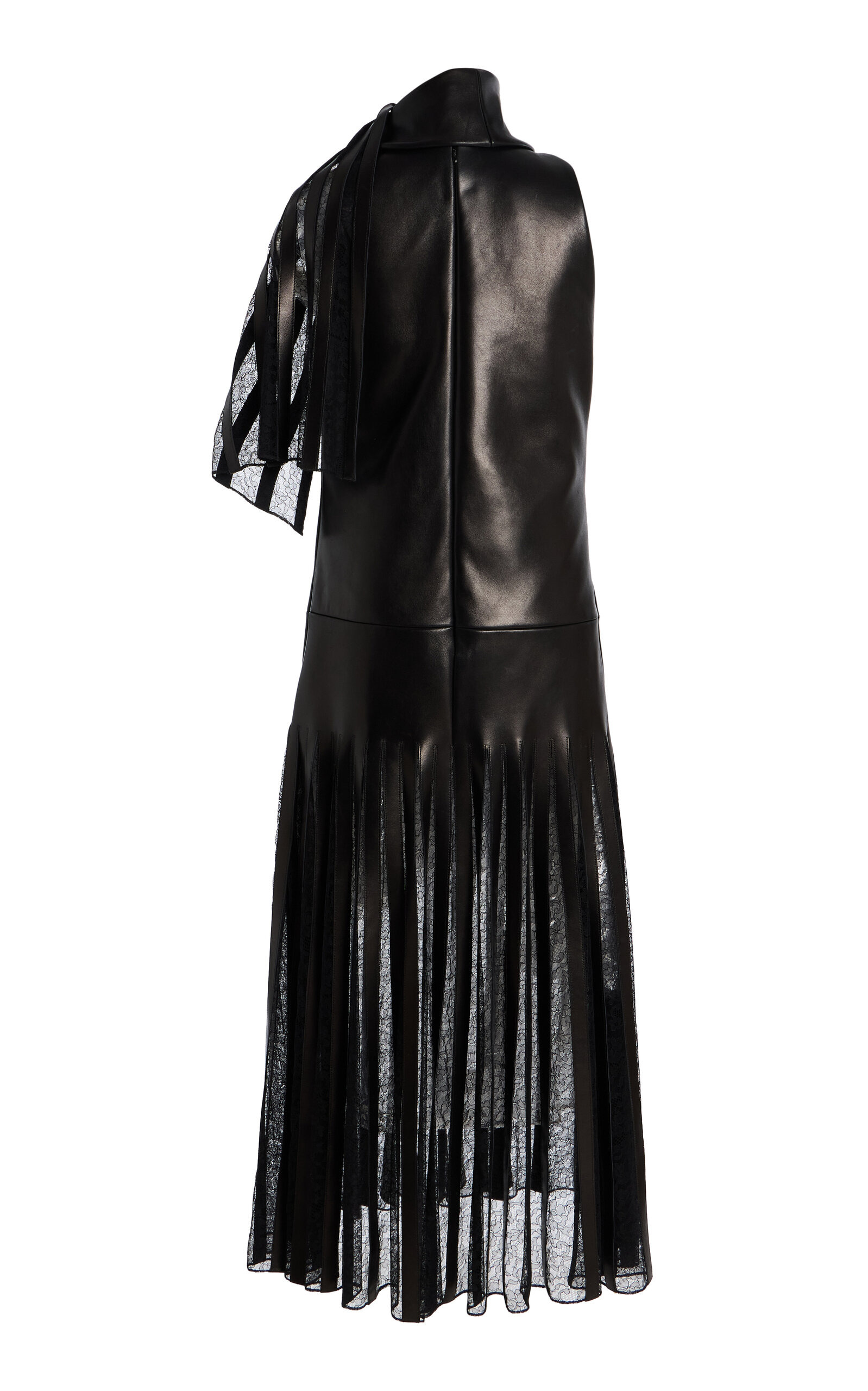 The Blythe Scarf-Detailed Leather Midi Dress black - 6