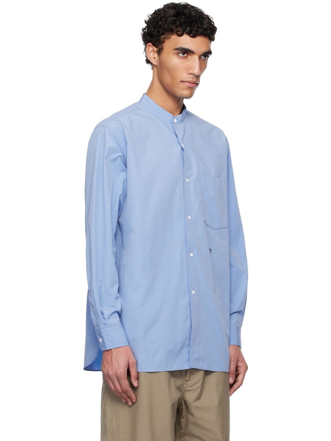 Blue Band Collar Wind Shirt - 2