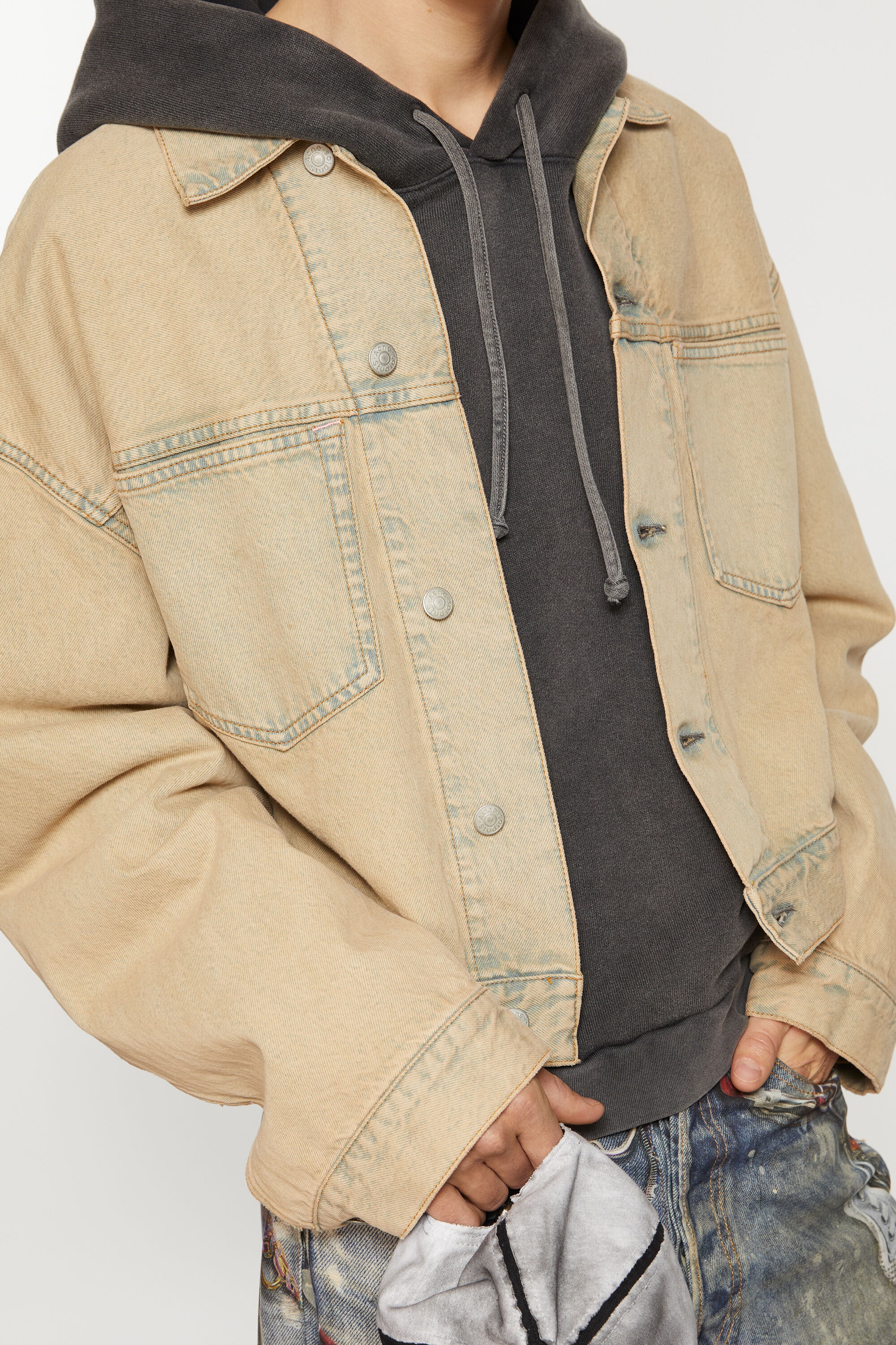 Denim jacket - Oversized cropped fit - Light Sand - 6