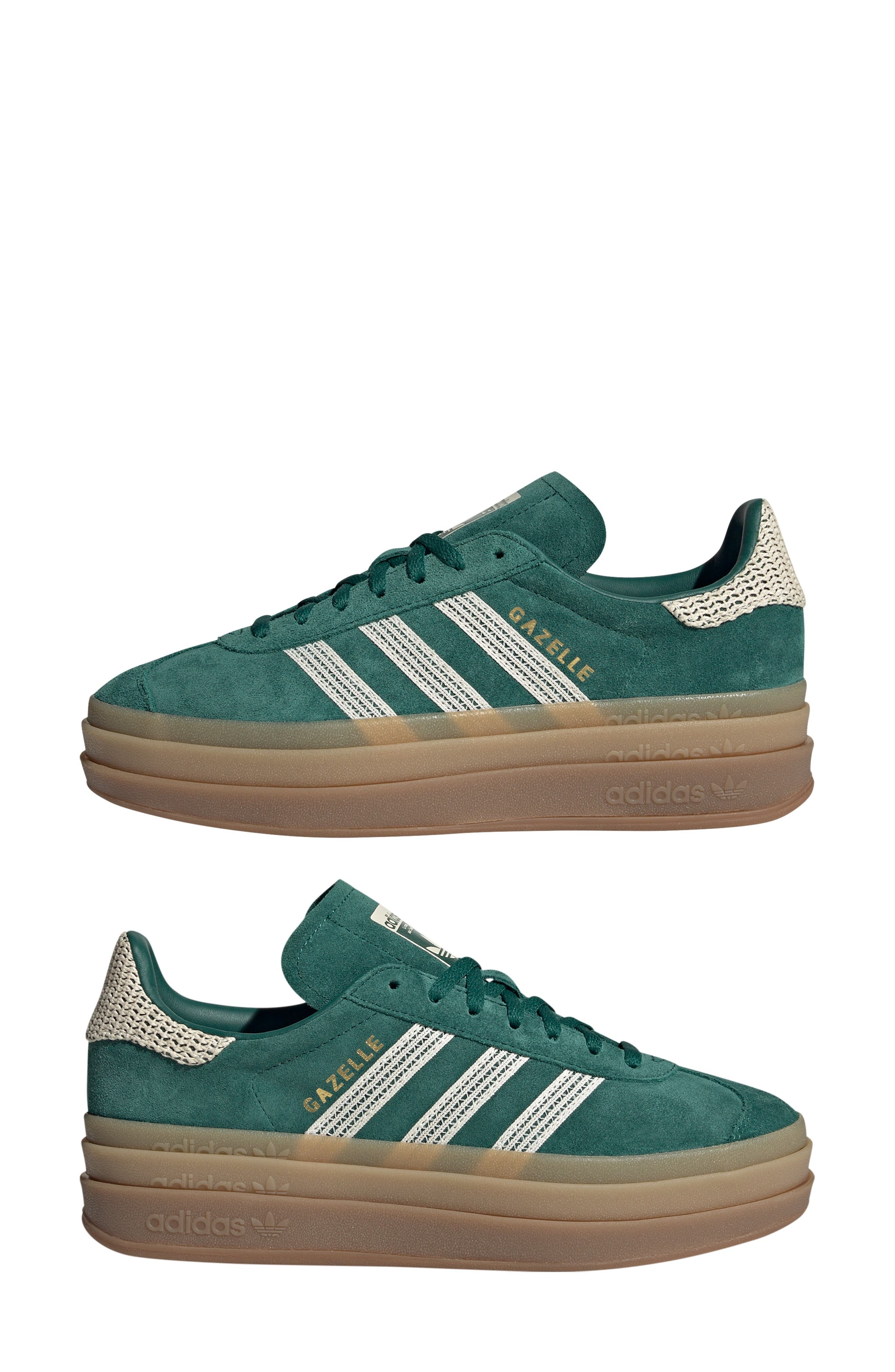 adidas Gazelle Bold Platform Sneaker in Collegiate Green/white/Gold at Nordstrom - 9
