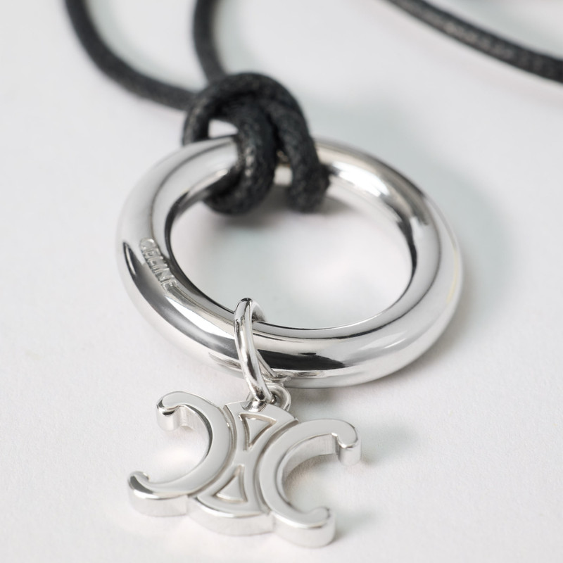 CELINE CELINE CHARMS TRIOMPHE NECKLACE IN COTTON AND BRASS WITH RHODIUM FINISH outlook