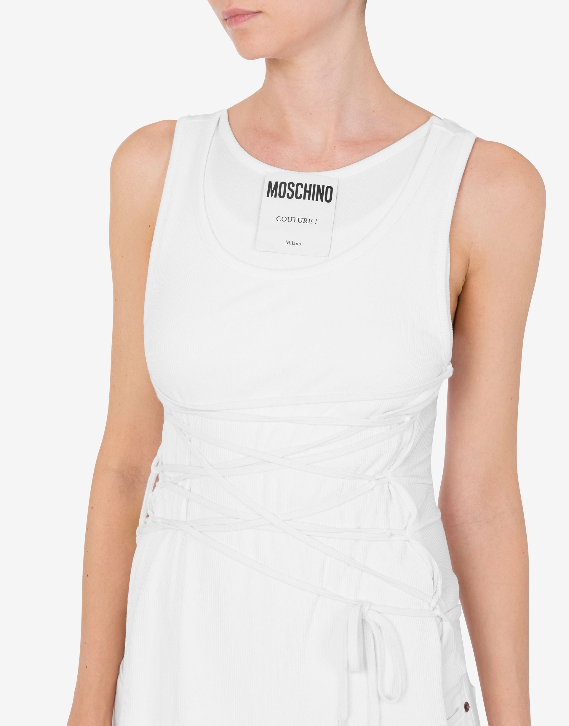 STRETCH COTTON TANK TOP WITH LACES - 3