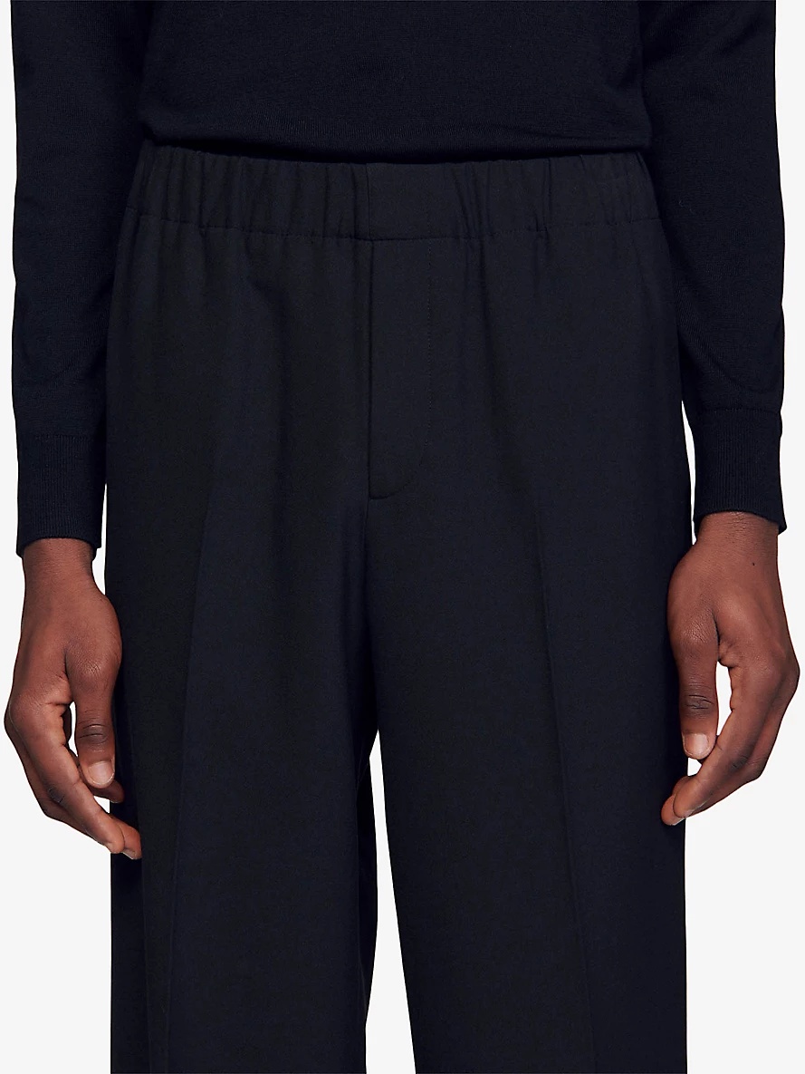 Elasticated-waist wide-leg stretch-woven trousers - 5