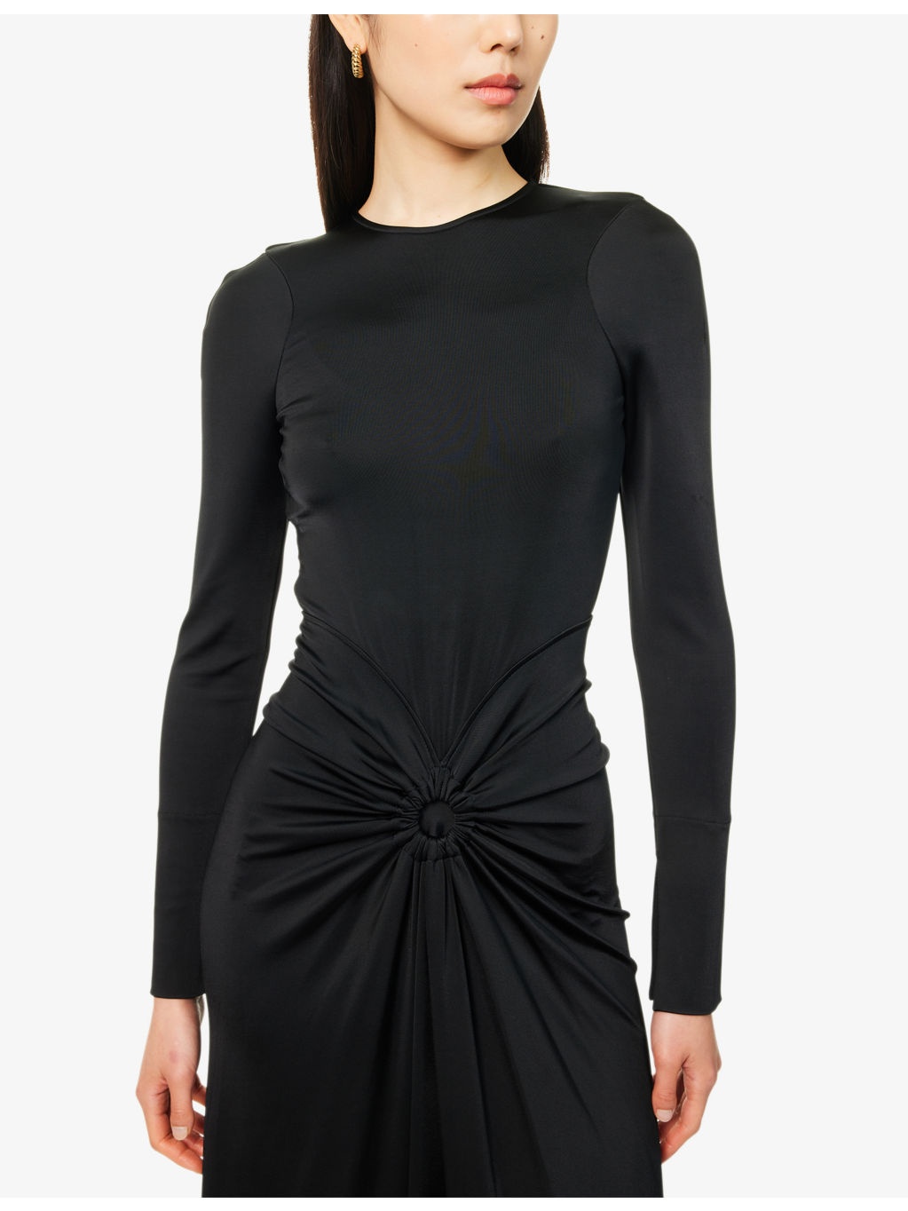 Ruched Long-Sleeves Stretch-Woven Midi Dress - 5