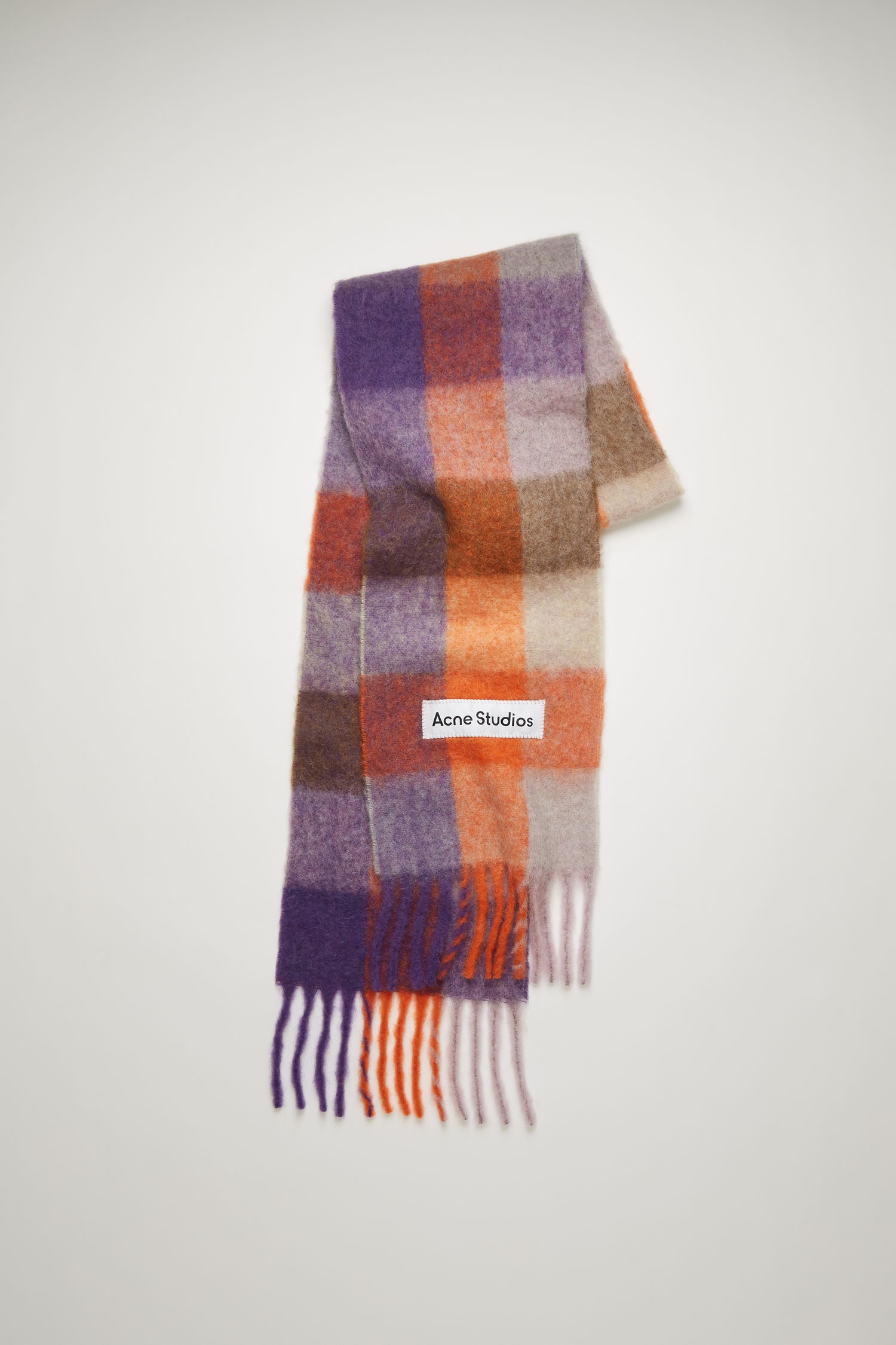 Multi check scarf lilac/orange/brown - 1