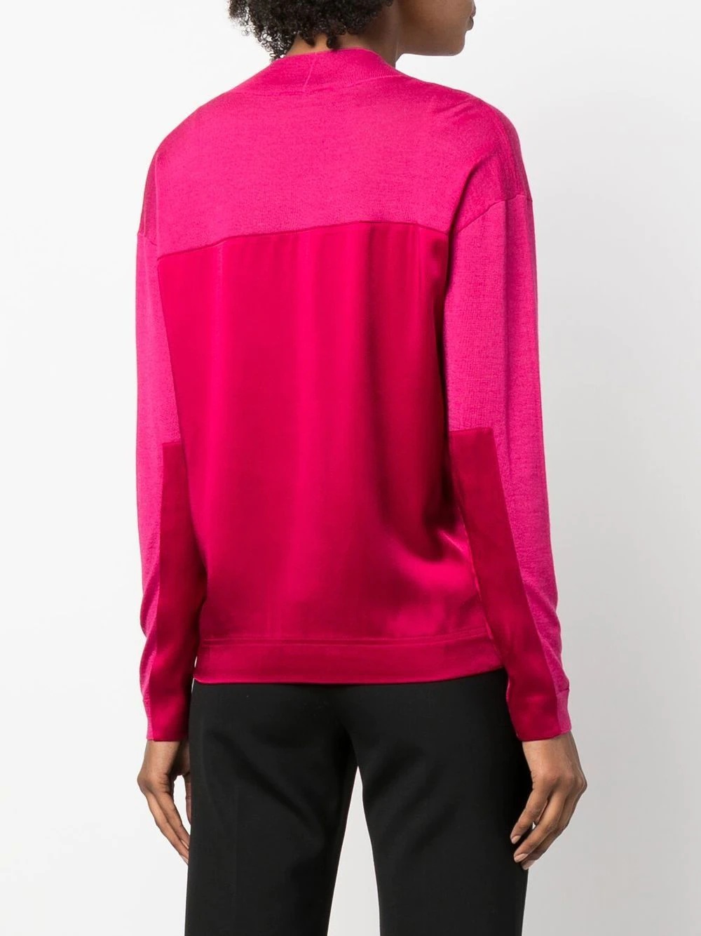 panelled V-neck knitted jumper - 4
