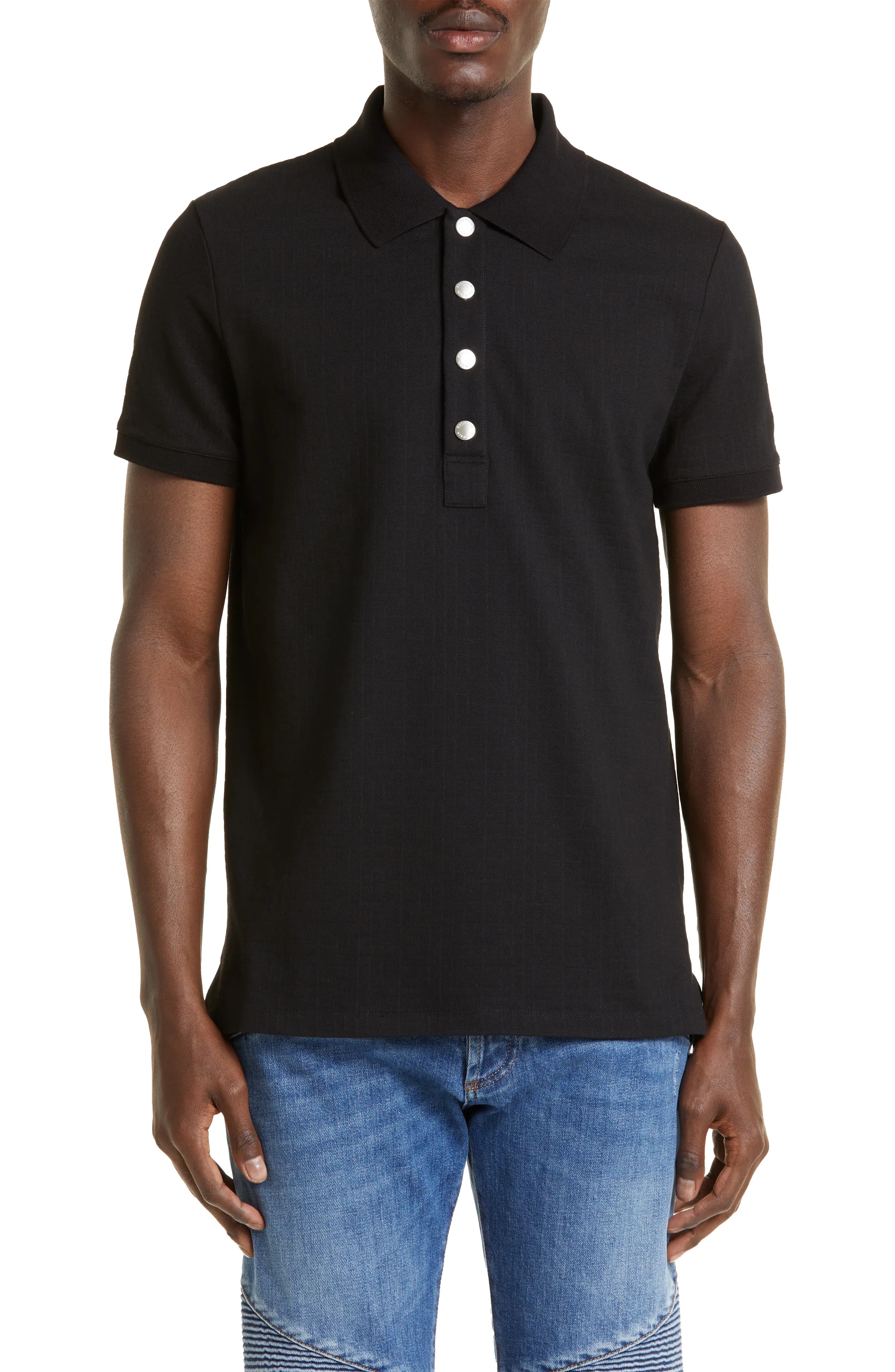 Monogram Jacquard Stretch Cotton Polo - 1