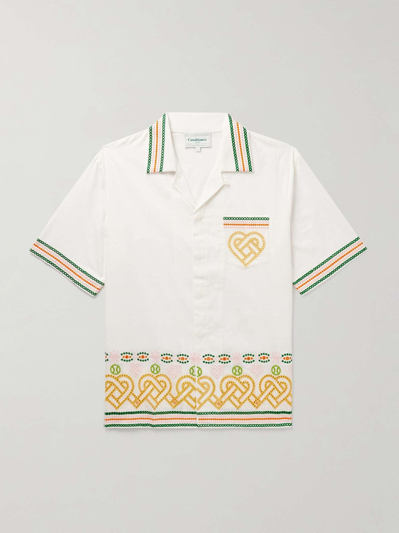 Convertible-Collar Broderie Anglaise Cotton Shirt 1
