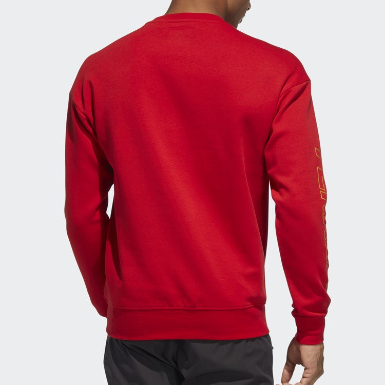 adidas Subject Printing Sports Pullover Long Sleeves Couple Style Red HE7323 - 3