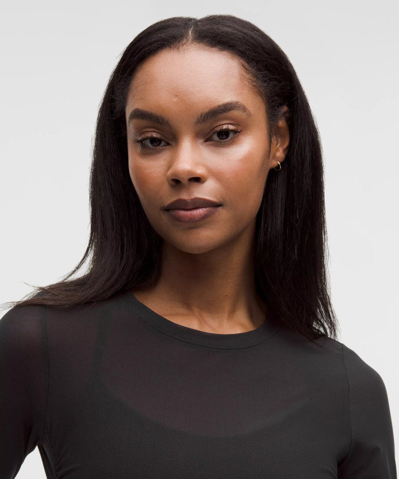 Mesh Ruched Long-Sleeve Shirt 4