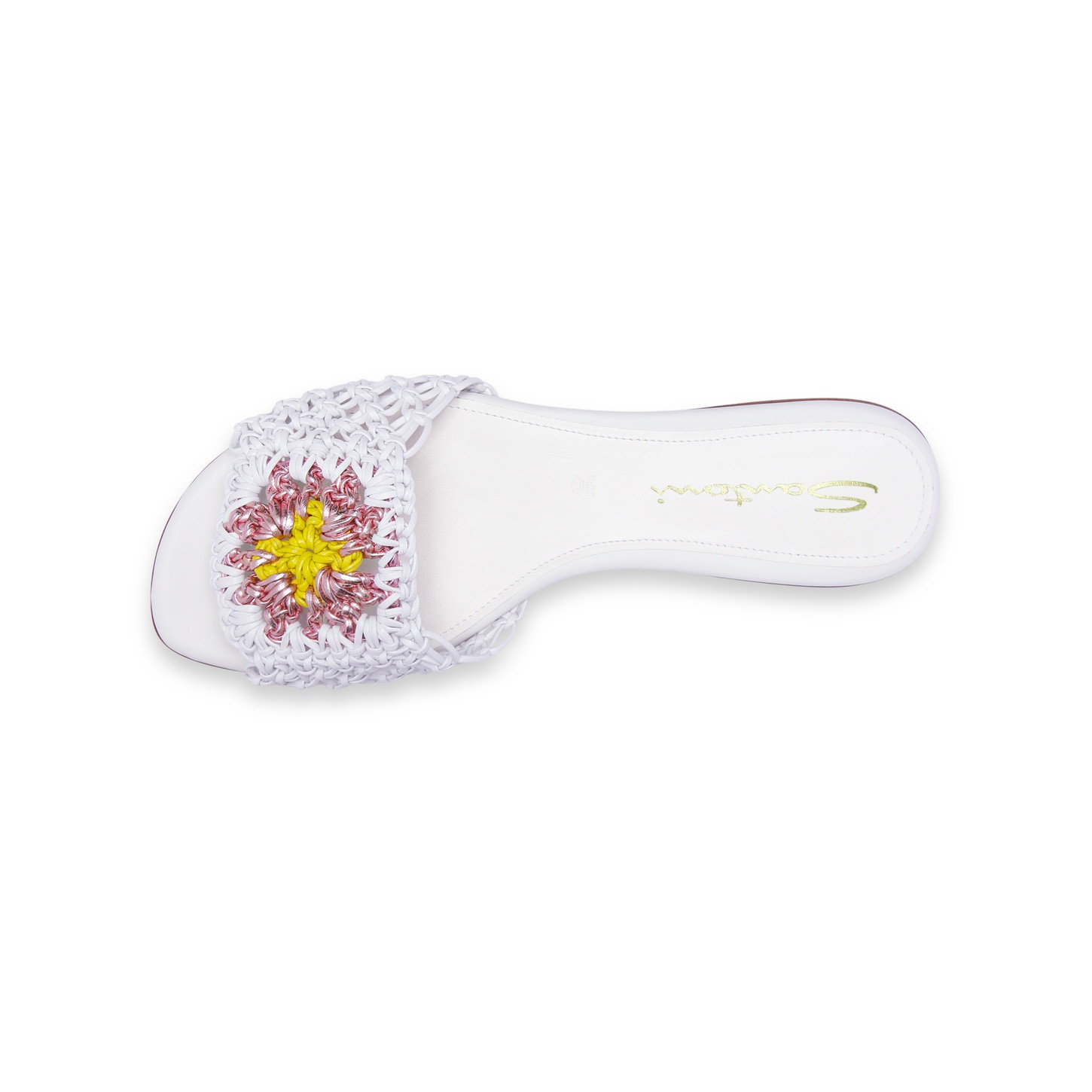 Women's white woven nappa leather slide sandal - 4