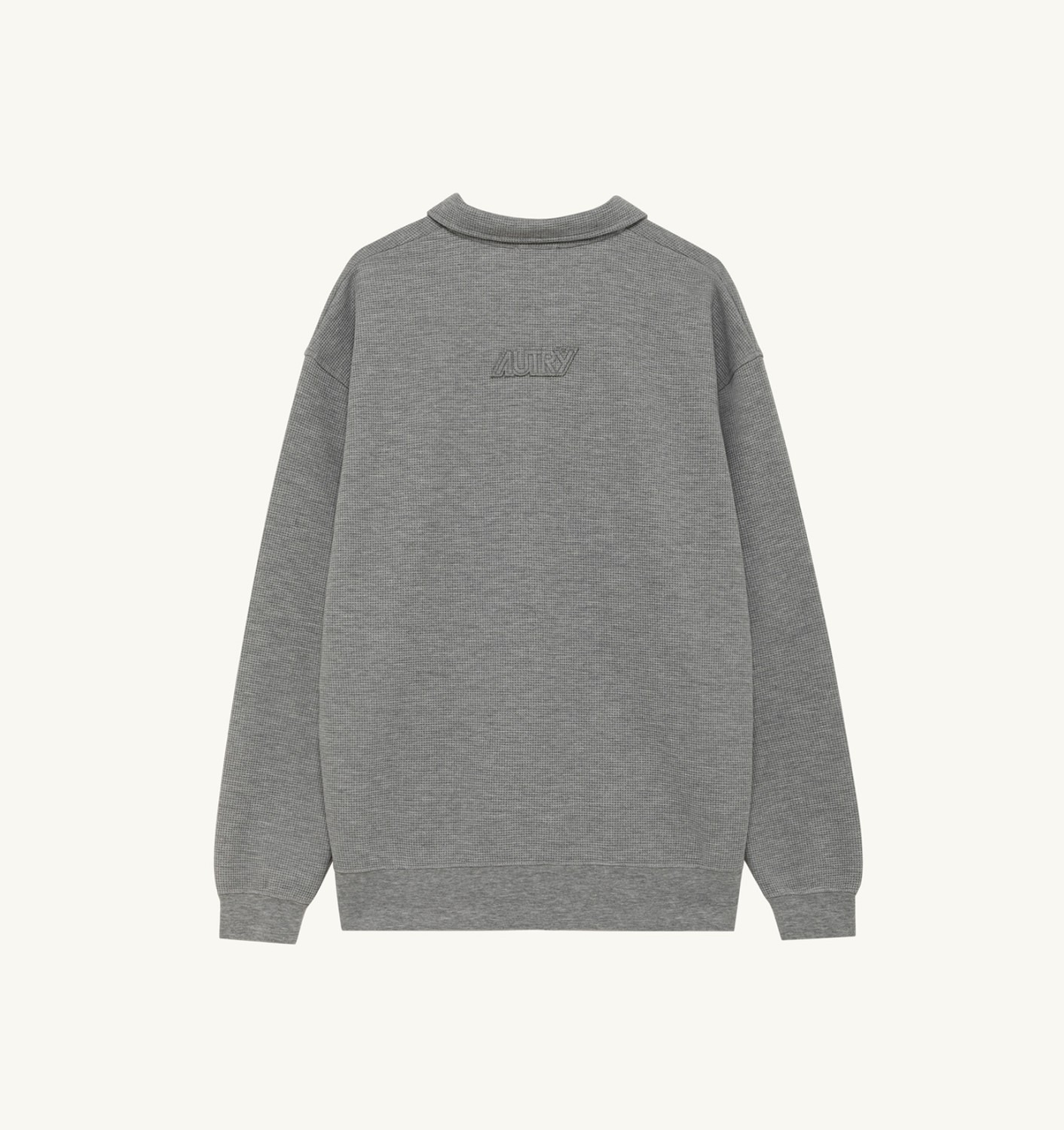UNISEX TONAL LOGO WAFFLE LONG-SLEEVE POLO - 4