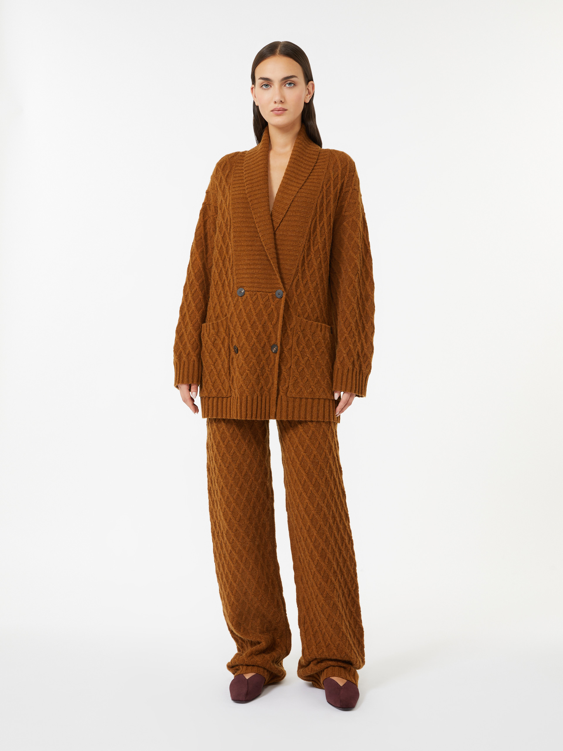 MIRCA Double-breasted camel-yarn cardigan - 2