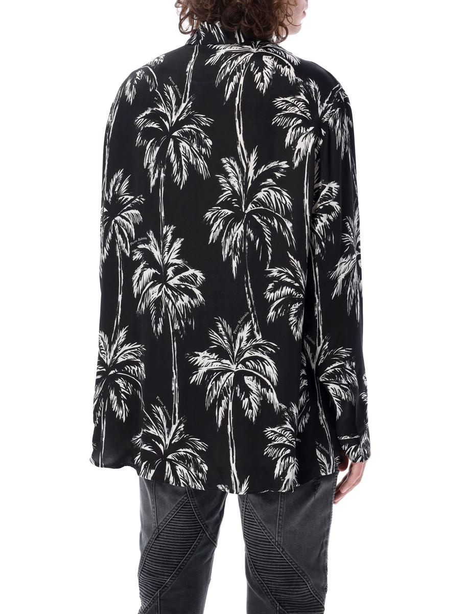 Tシャツ・カットソー BALMAIN FW24 PALM PRINT SHIRT (DH1HS184VF43 EAB) Shirt Balmain Palm Tree Print Long Sleeve Shirt DH1HS184VF43