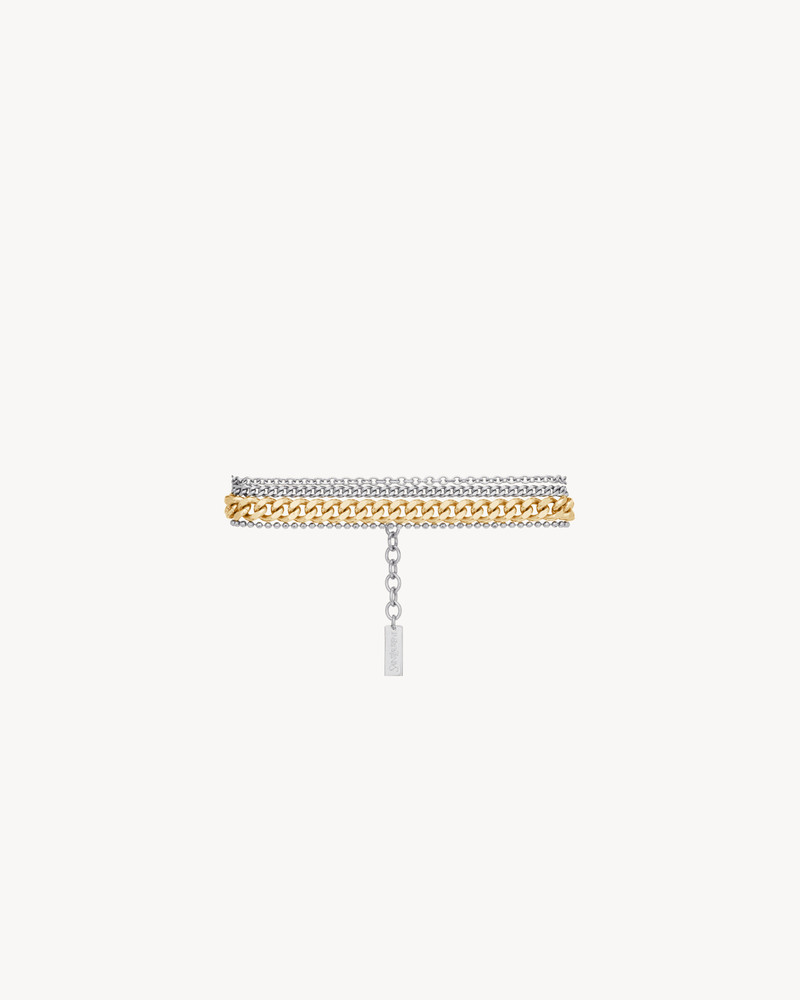 SAINT LAURENT MULTI-CHAIN BRACELET IN 18K GREY GOLD AND 18K YELLOW GOLD outlook