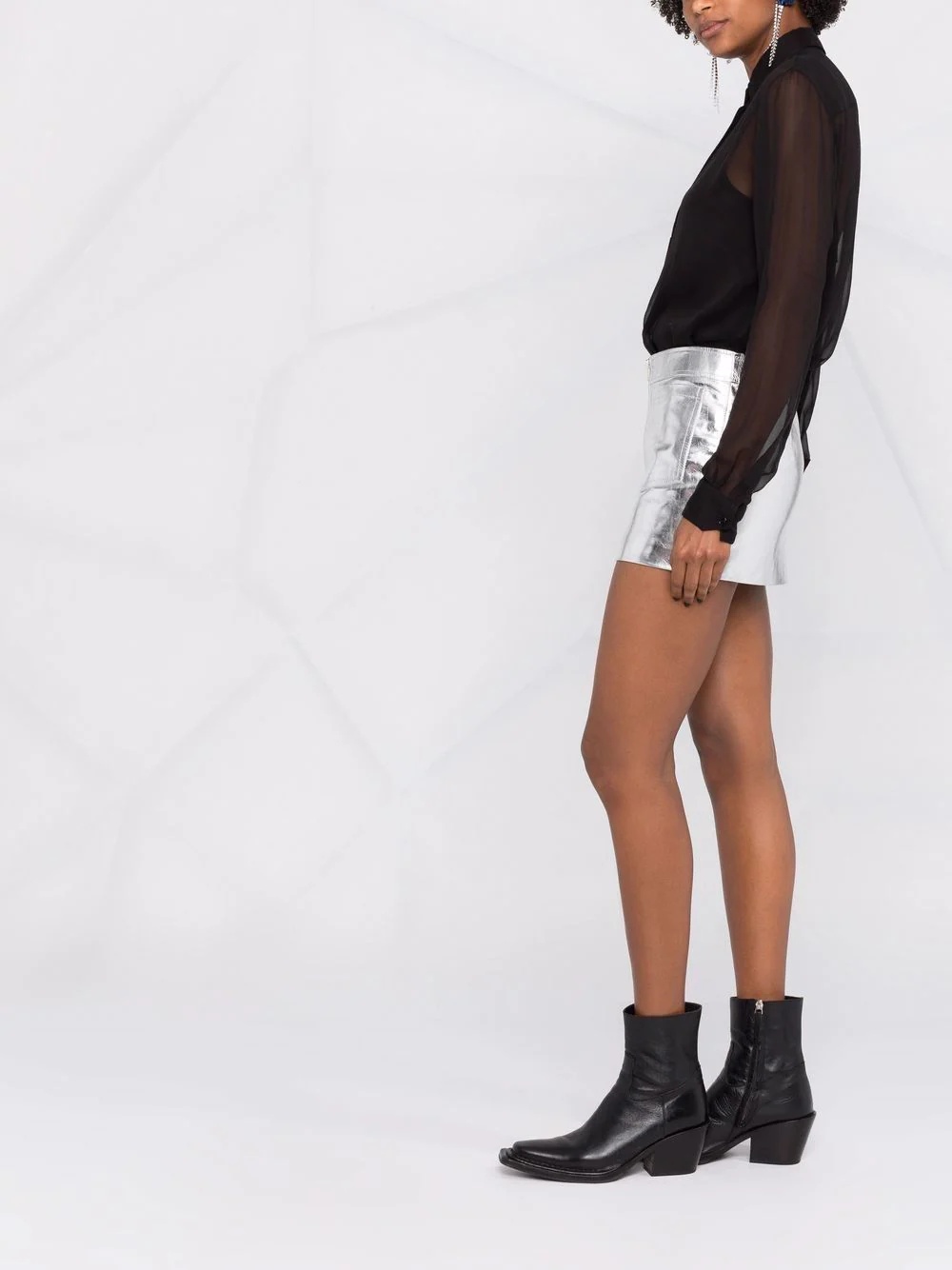 metallic-effect zip-fastening skirt - 4