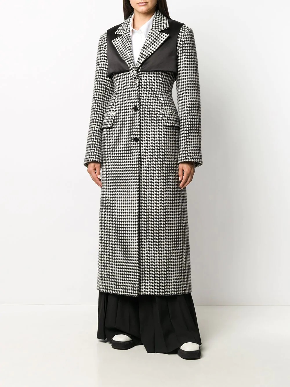 houndstooth check maxi coat - 2