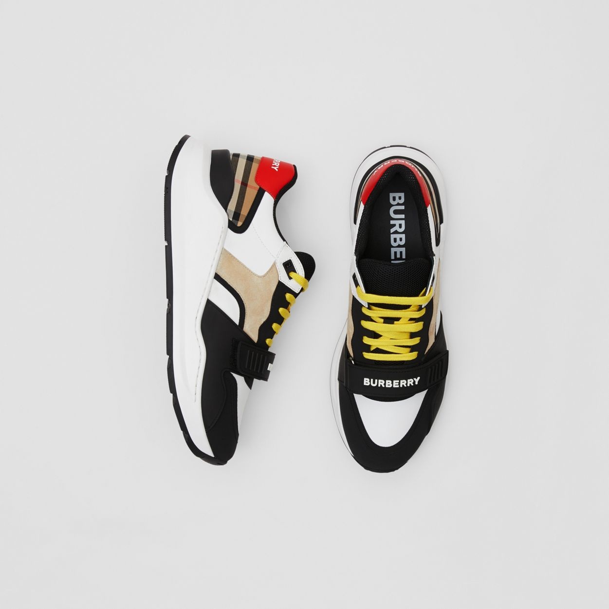 Nylon, Suede and Vintage Check Sneakers - 1