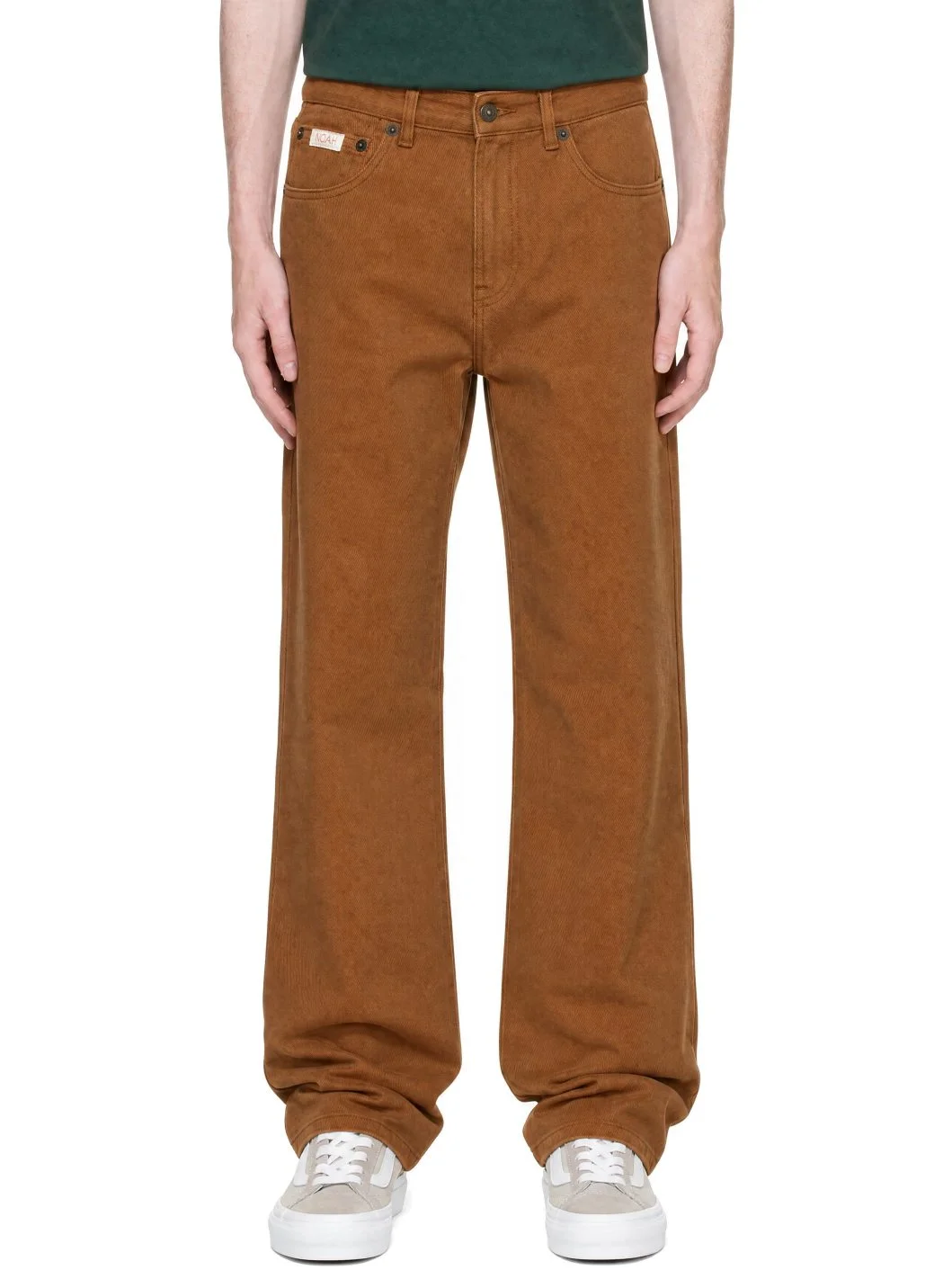 Brown Brushed Denim Pleated Jeans - 1