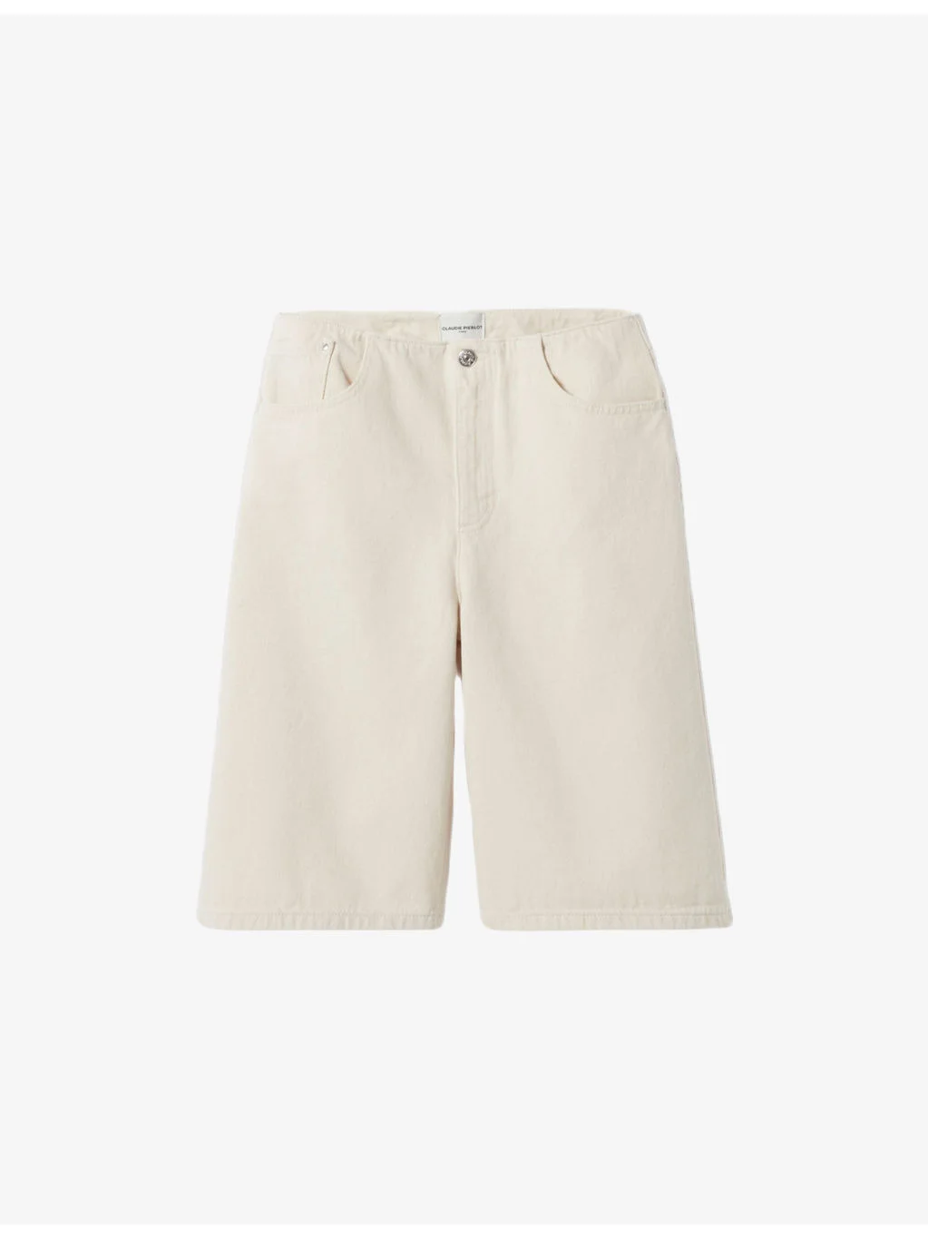 Wide High-Rise Denim Bermuda Shorts - 1