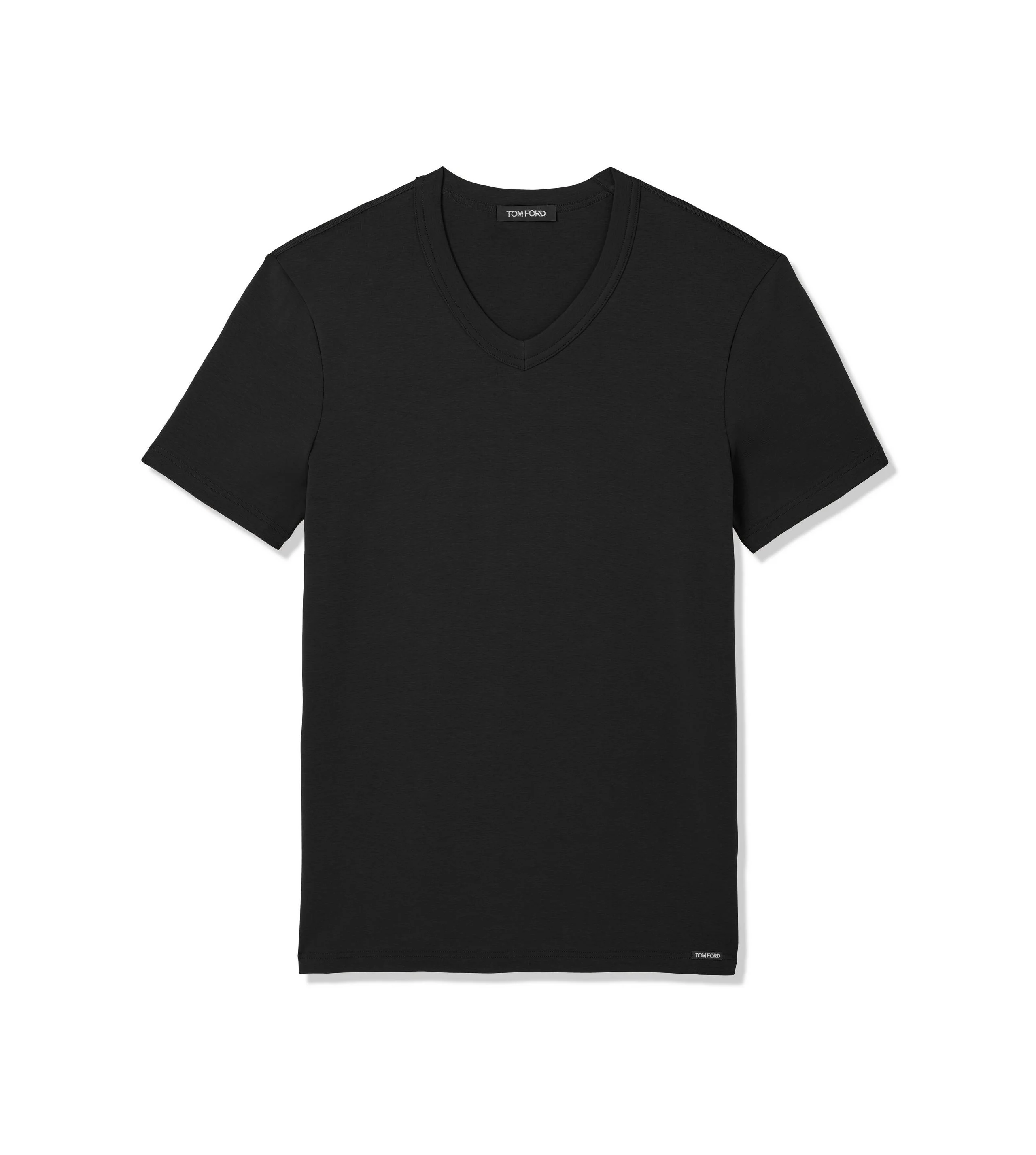 블랙 V-Neck 티셔츠 - 1