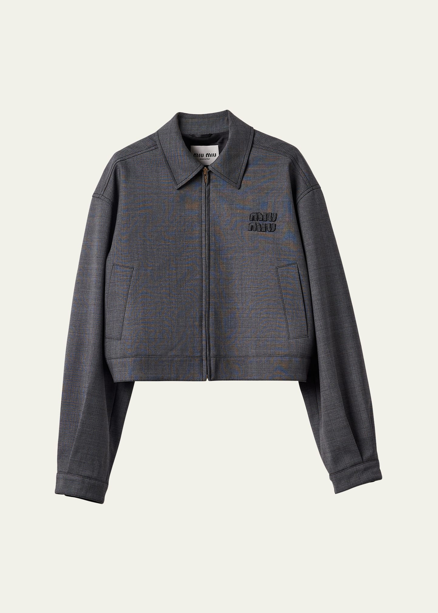 Long-Sleeve Zip Up Wool Jacket - 1
