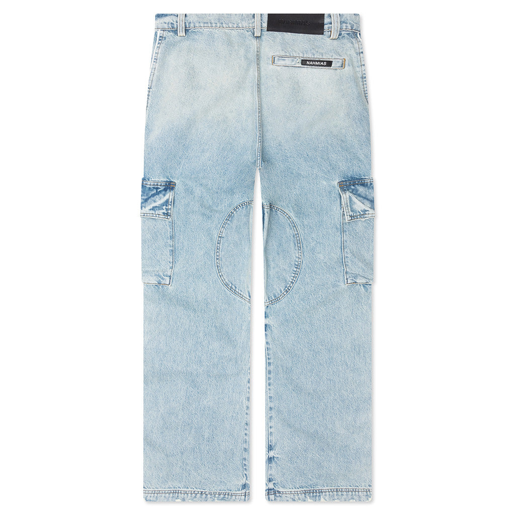 DENIM TRACK LOGO CARGOS - LIGHT WASH - 2
