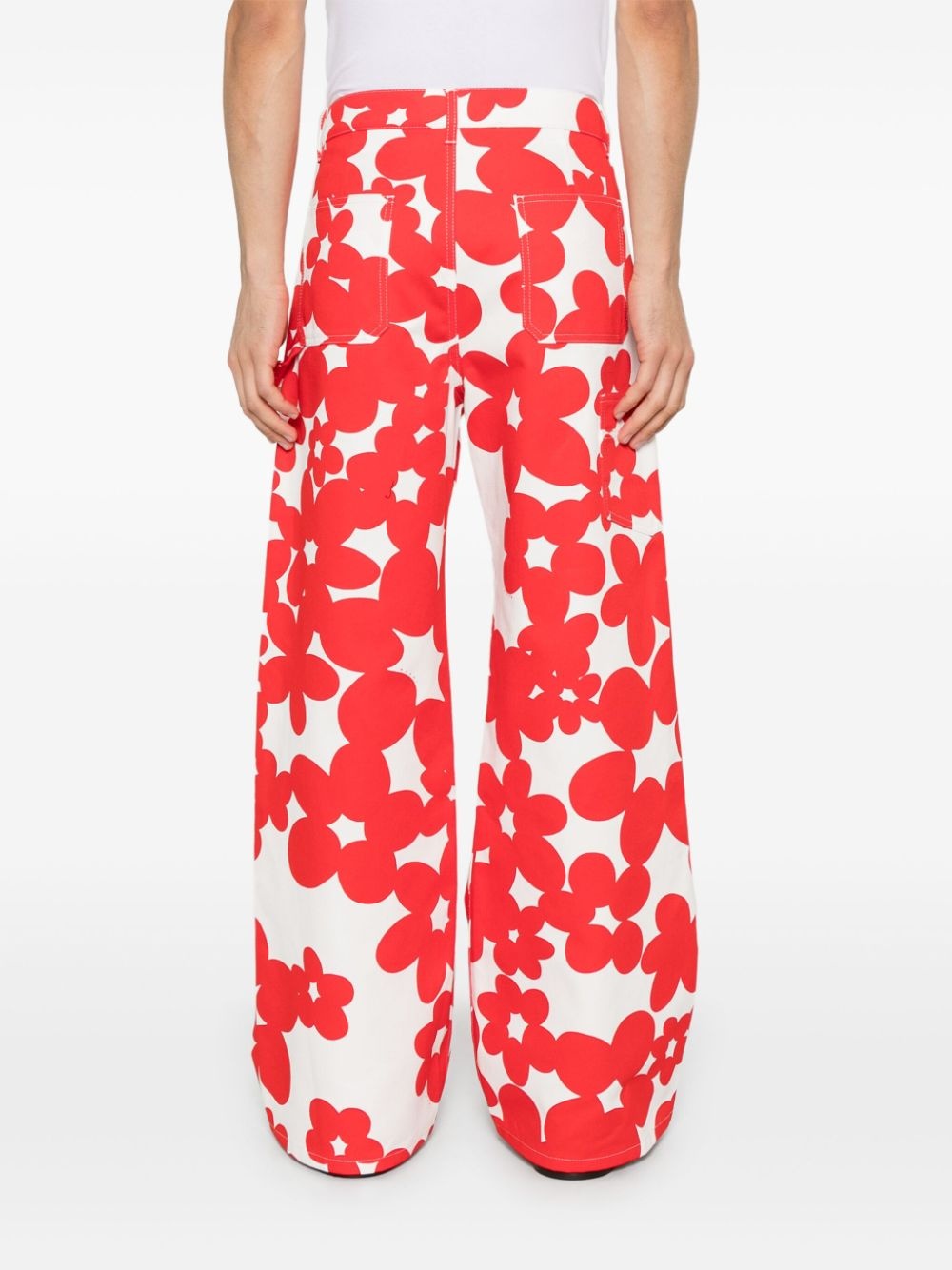floral-print gabardine trousers - 4