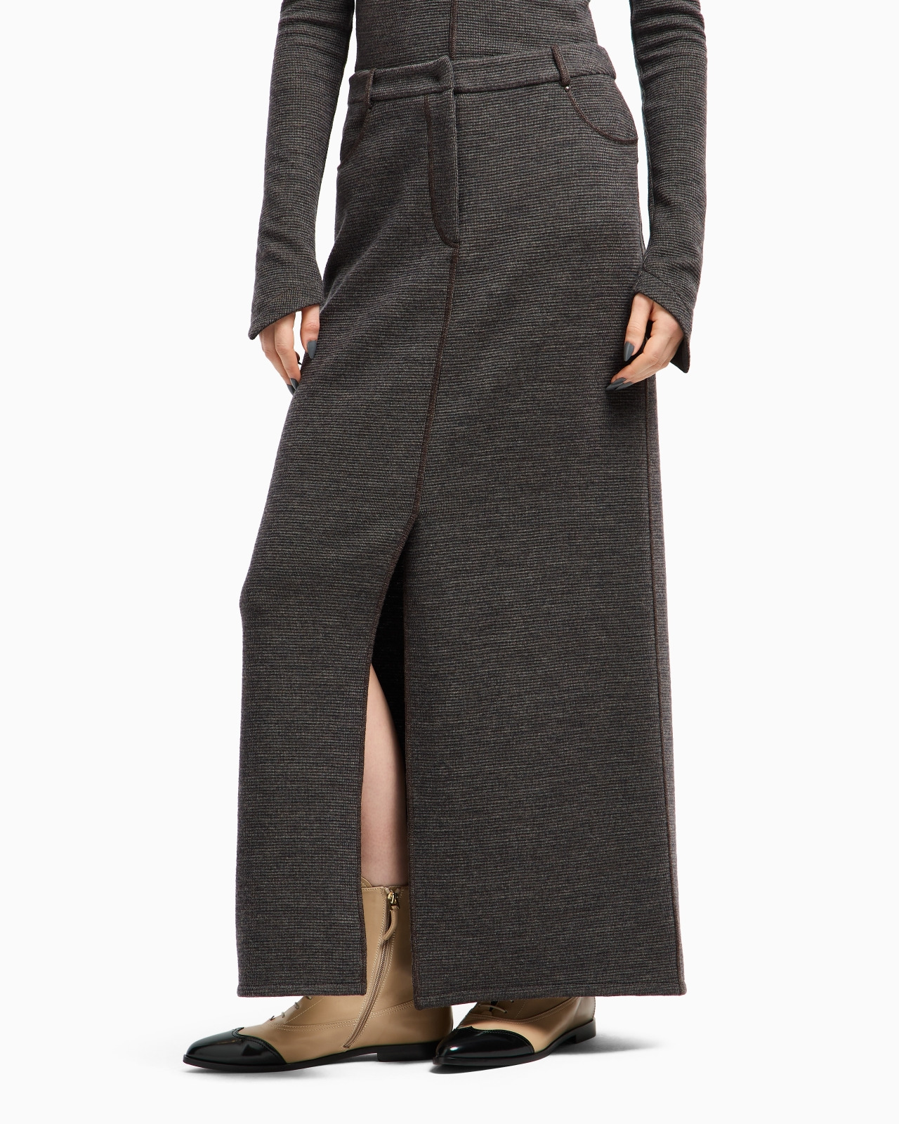 LONG SKIRT IN WOOL JERSEY - 4
