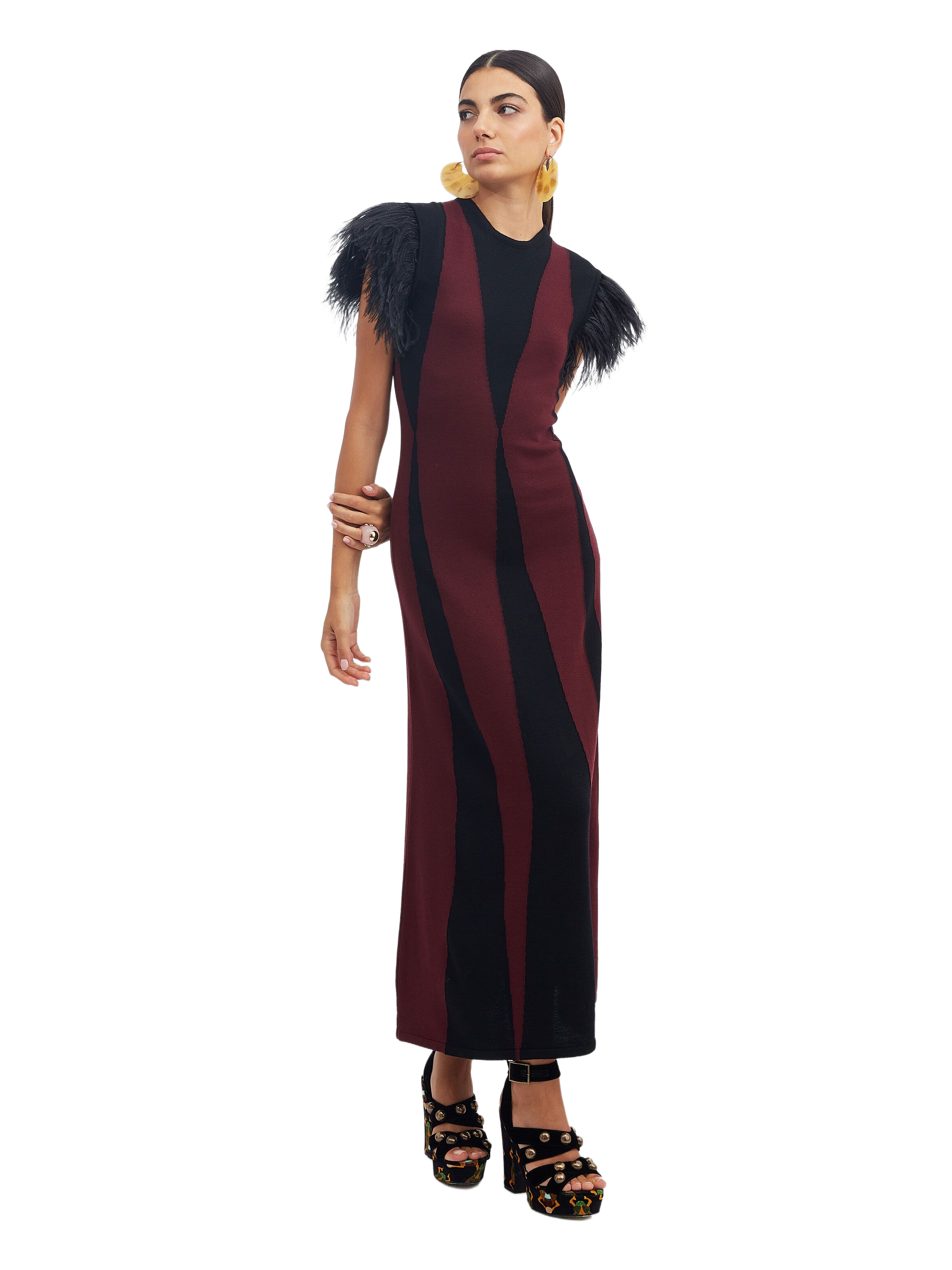 La DoubleJ Harlequin Sleeveless Dress Bordeux / Black at Nordstrom - 1