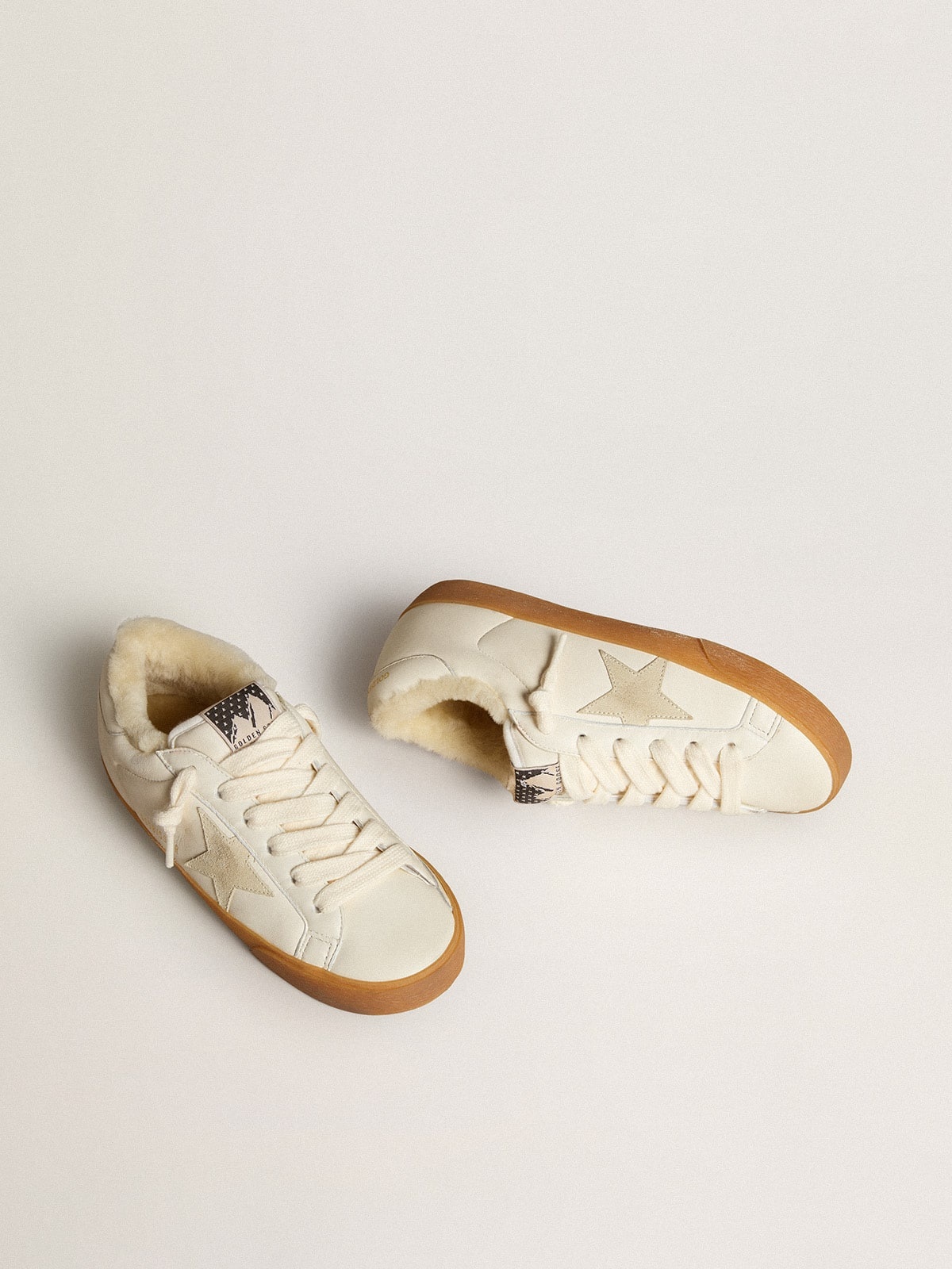 Super-Star in white nappa with suede star and shearling lining - 2