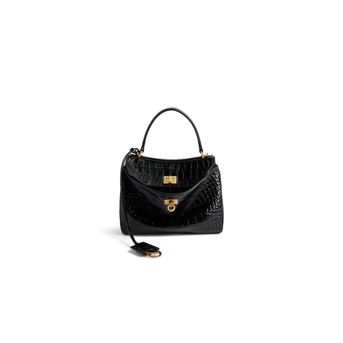 Women's Rodeo Mini Handbag Crocodile Embossed  in Black - 1