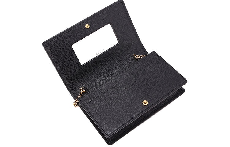 (WMNS) Gucci Marmont Leather Mini Chain Bag 'Black Gold' 497985-CAO0G-1000 - 5