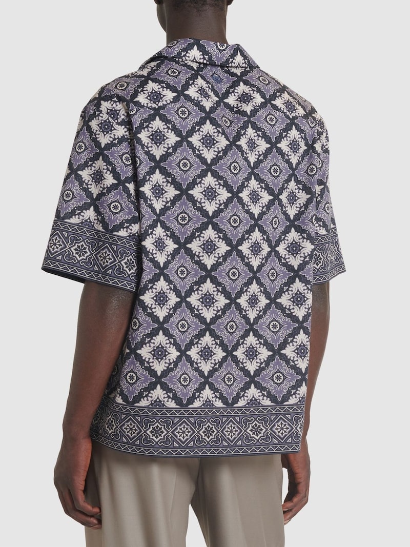 Printed cotton short sleeve shirt - 3