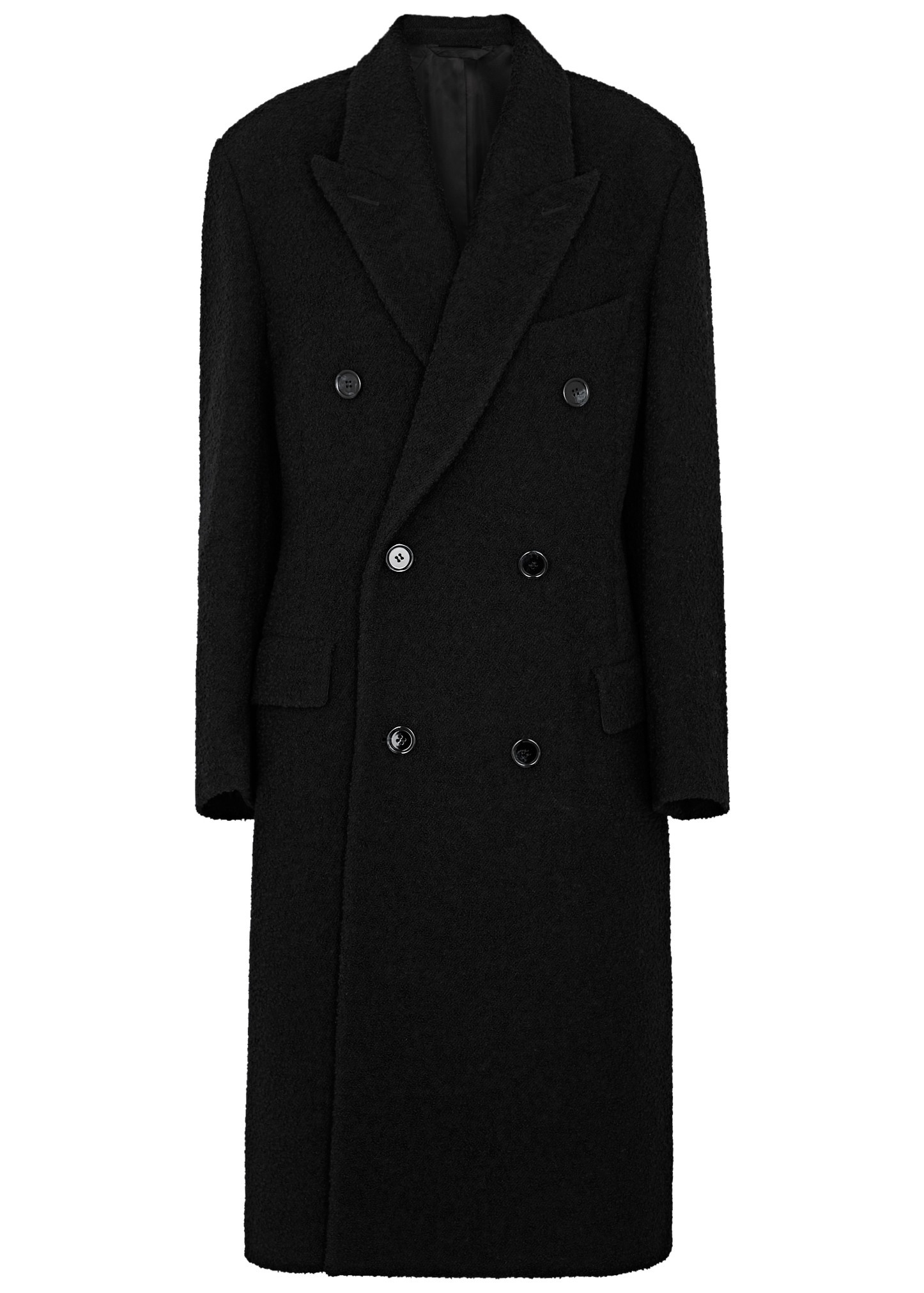 Double-breasted bouclé wool-blend coat - 1