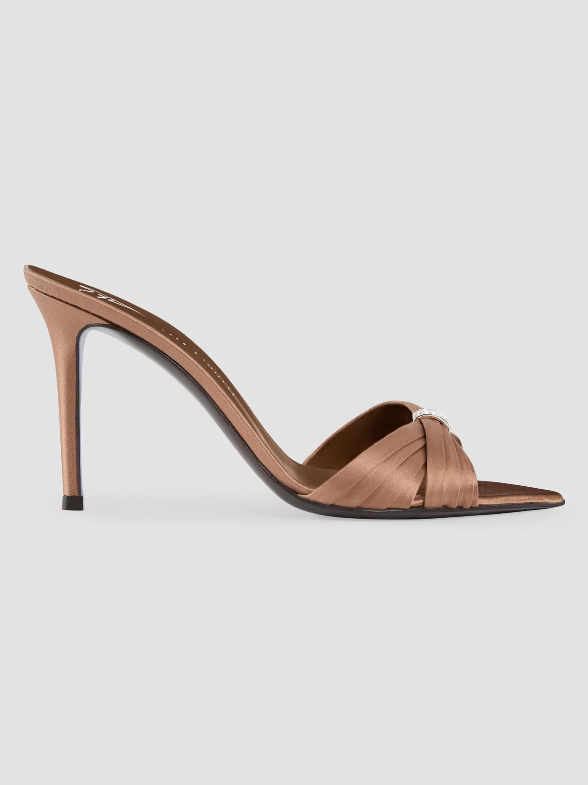 Women's Intrigo 90MM Silk Stiletto Mules - Chocolate - 1