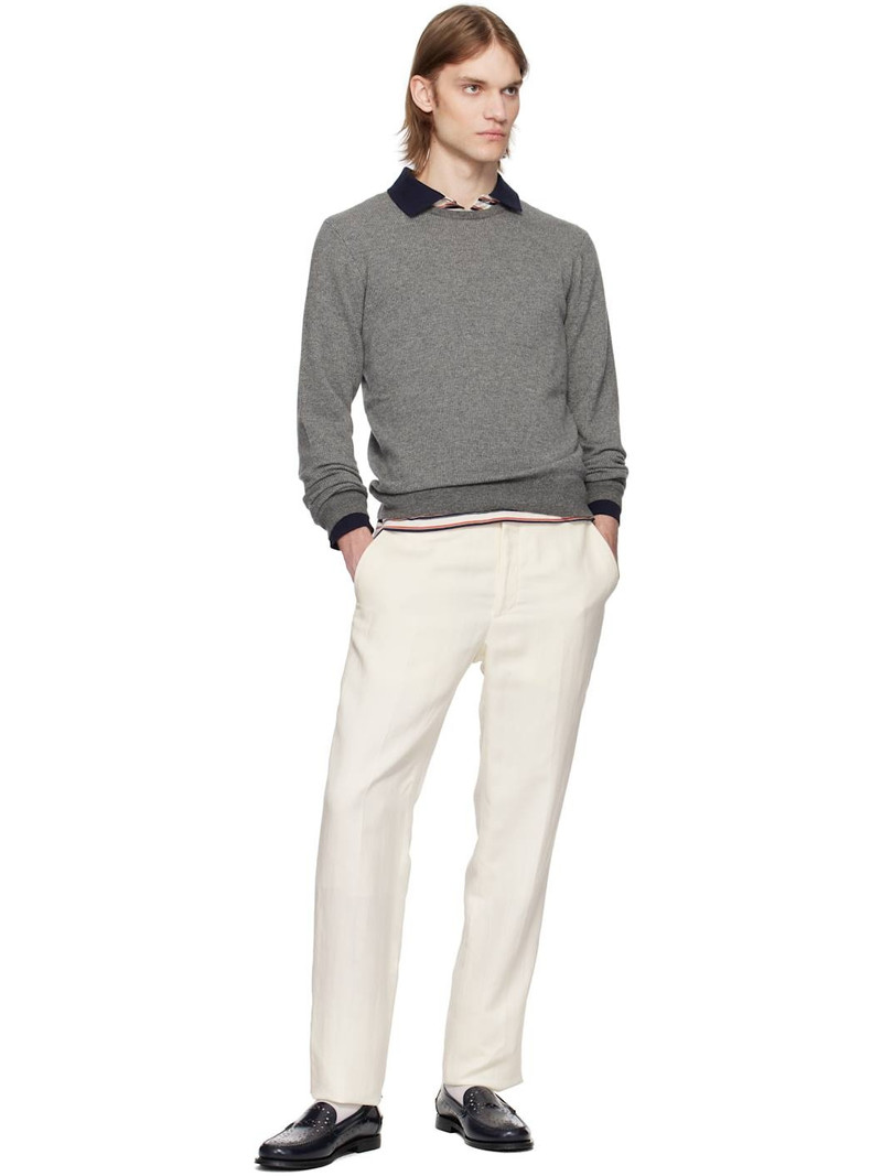 Ralph Lauren Off-White Gregory Hand-Tailored Silk-Linen Trousers outlook
