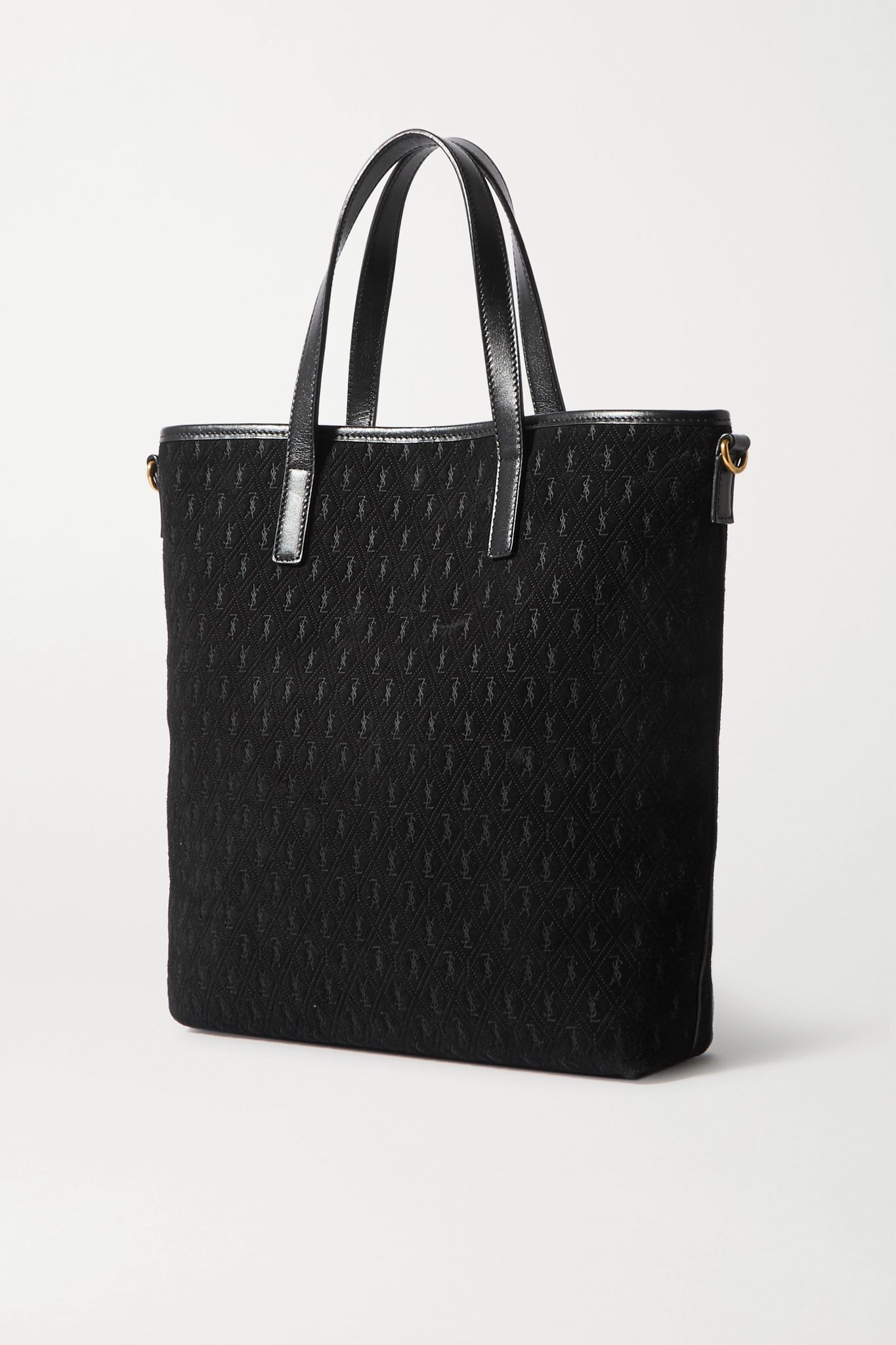 Mini leather-trimmed embossed suede tote  - 3