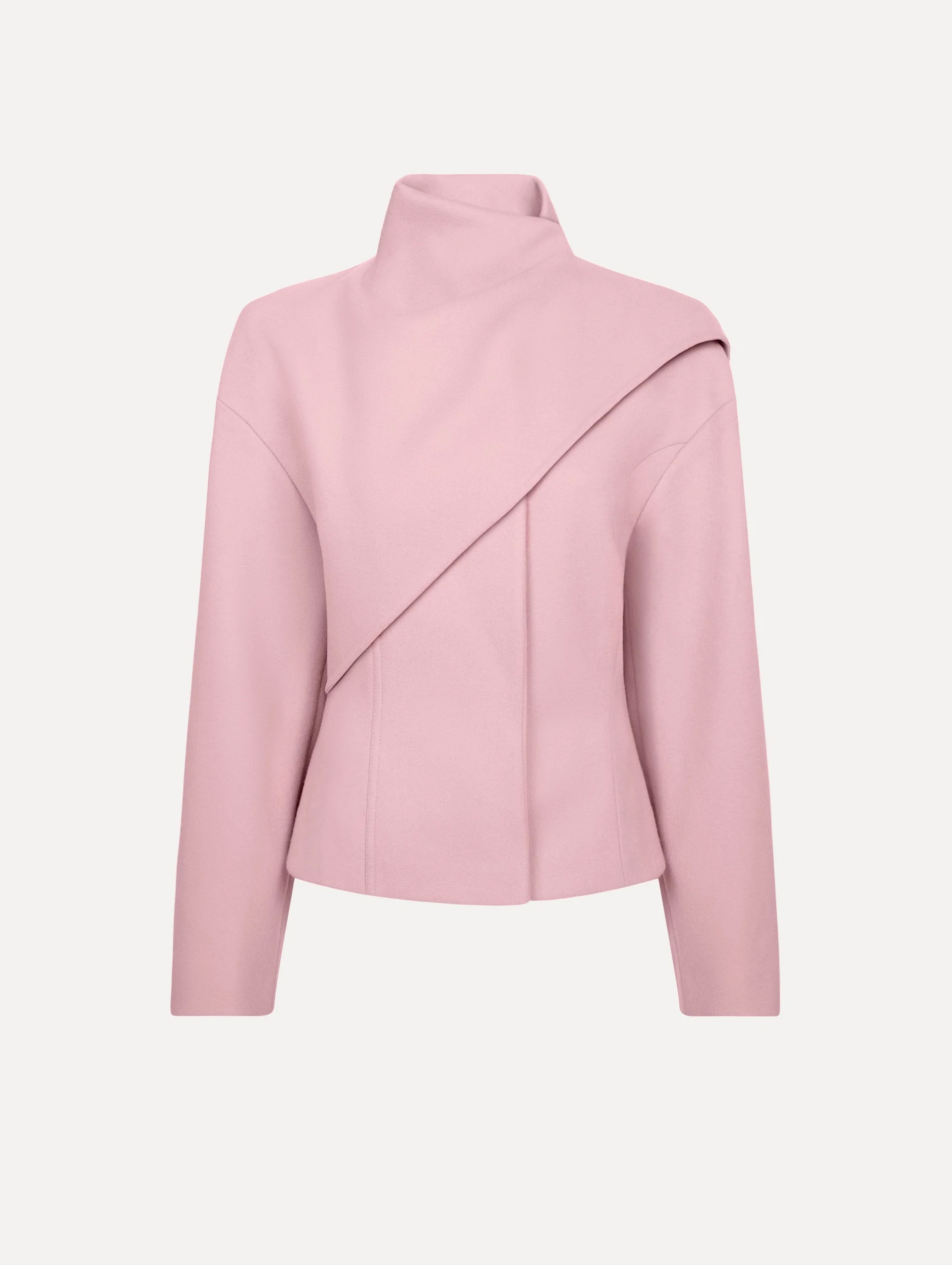 DRAPE-DETAILED WOOL COAT - 1