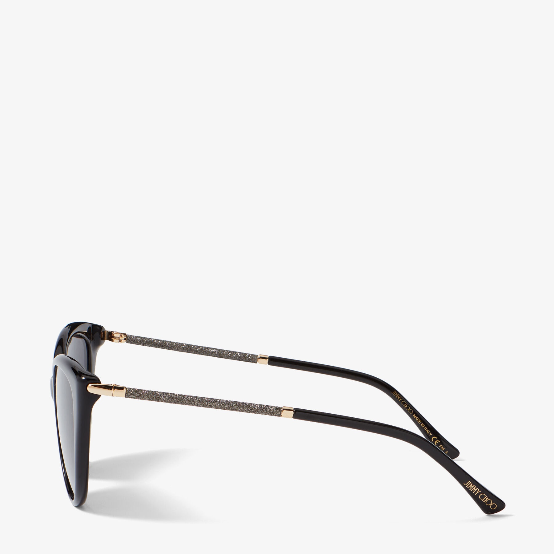 Val
Black Cat-Eye Sunglasses with Glitter - 2