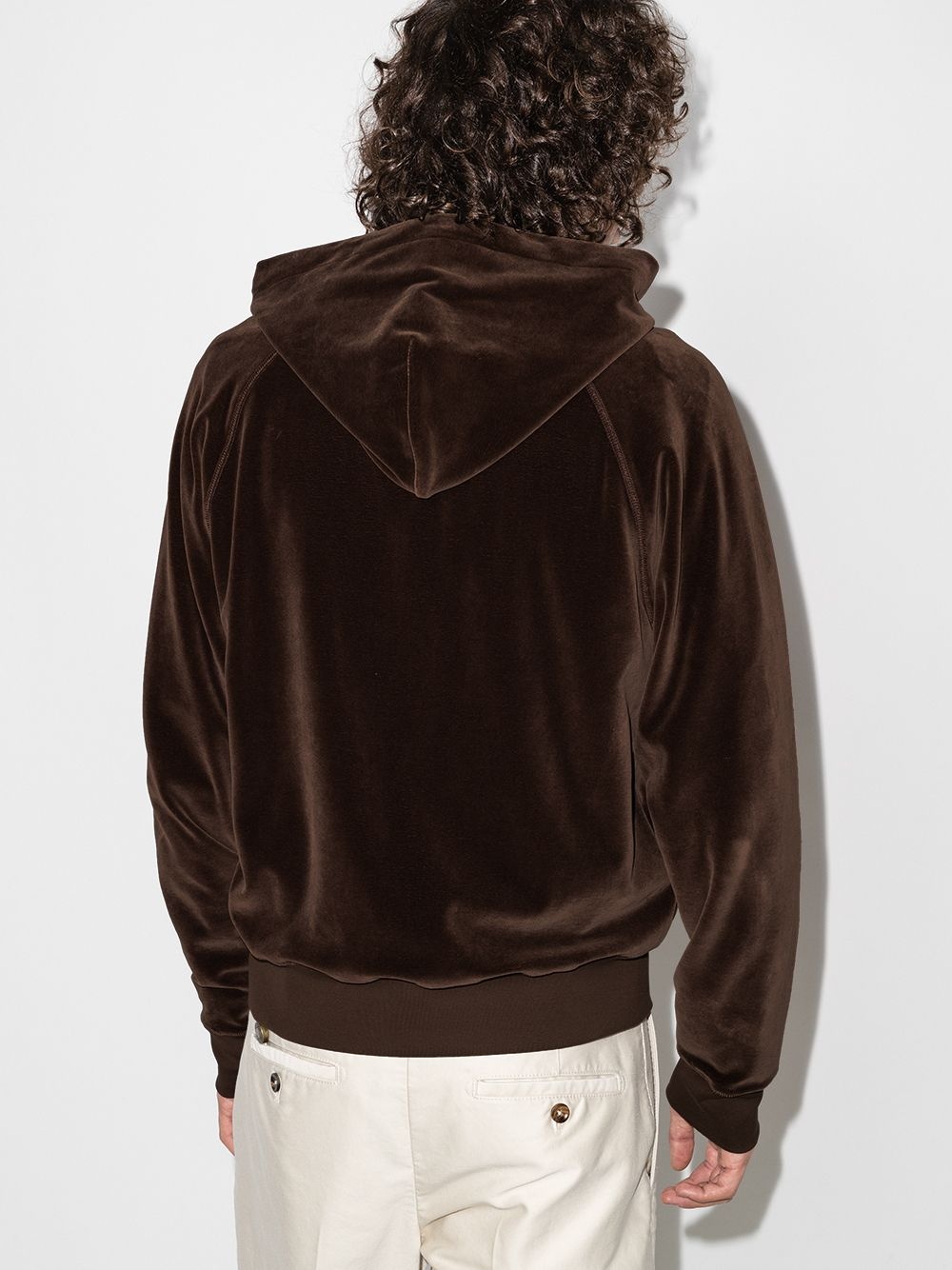 velvet drawstring hooded jacket - 3