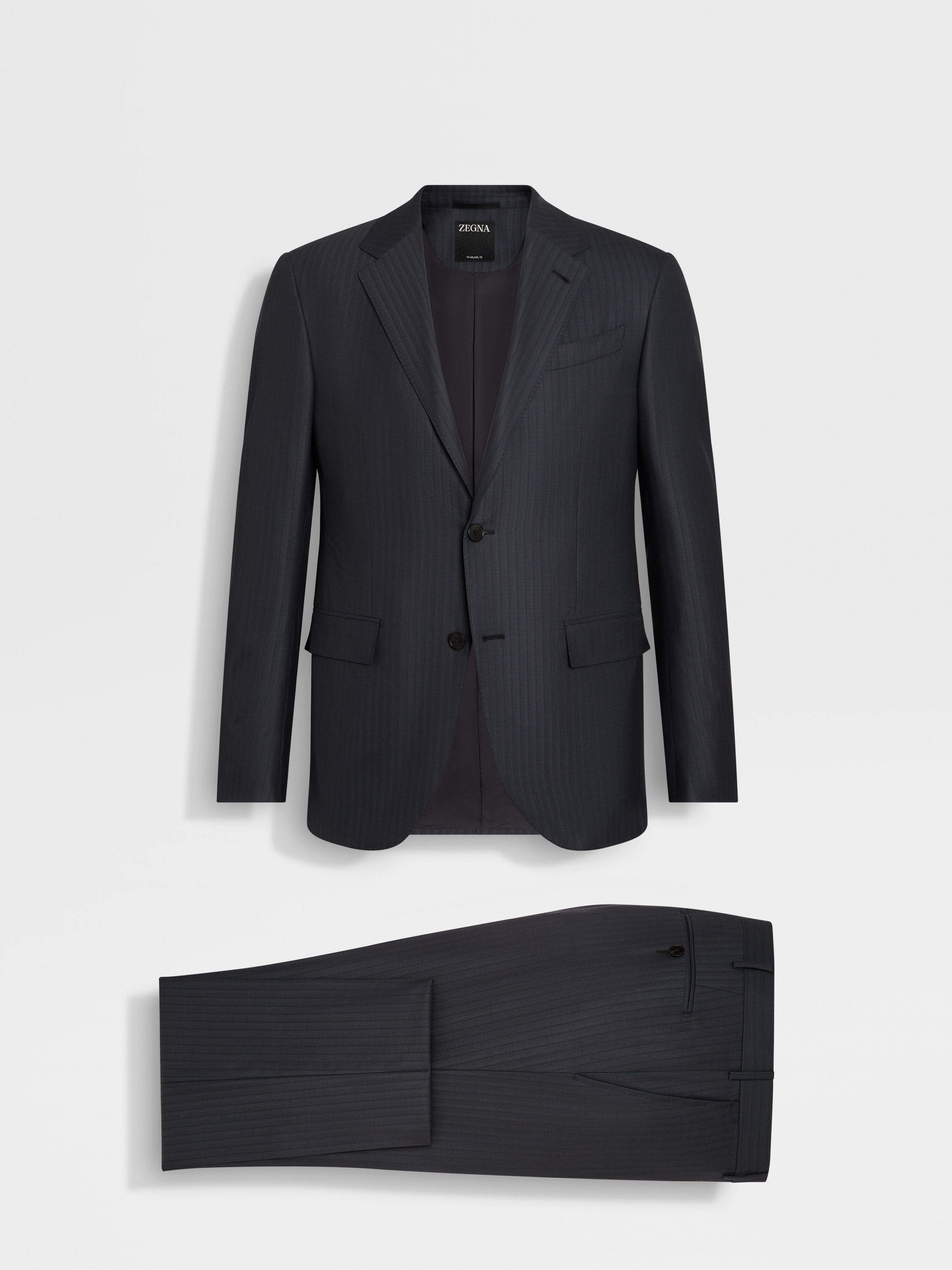 DARK GREY AND TEAL BLUE 15MILMIL15 WOOL SUIT - 1