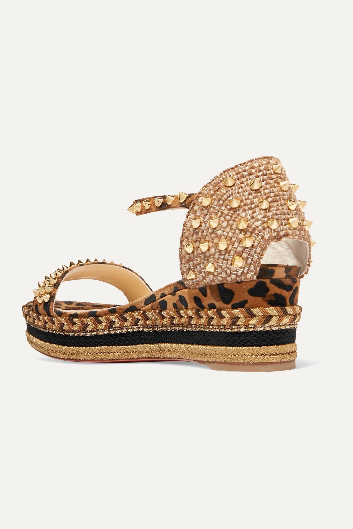 Madmonica 60 spiked leopard-print suede espadrille wedge sandals - 4